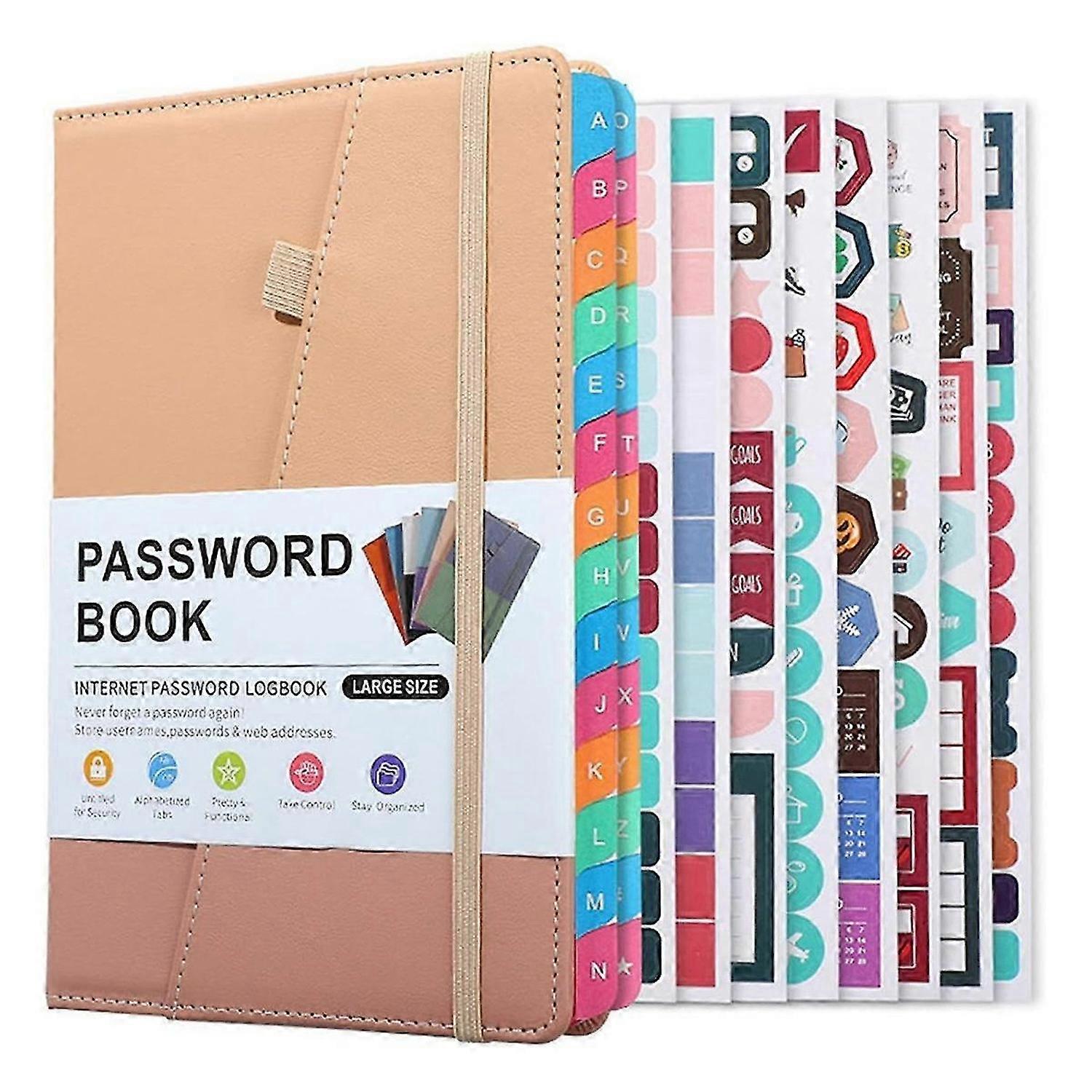 Password Keeper Book with Colorful Alphabetical Tabs and Two Bookmarks, for Seniors 8.4X5.9Inch, Internet Address D