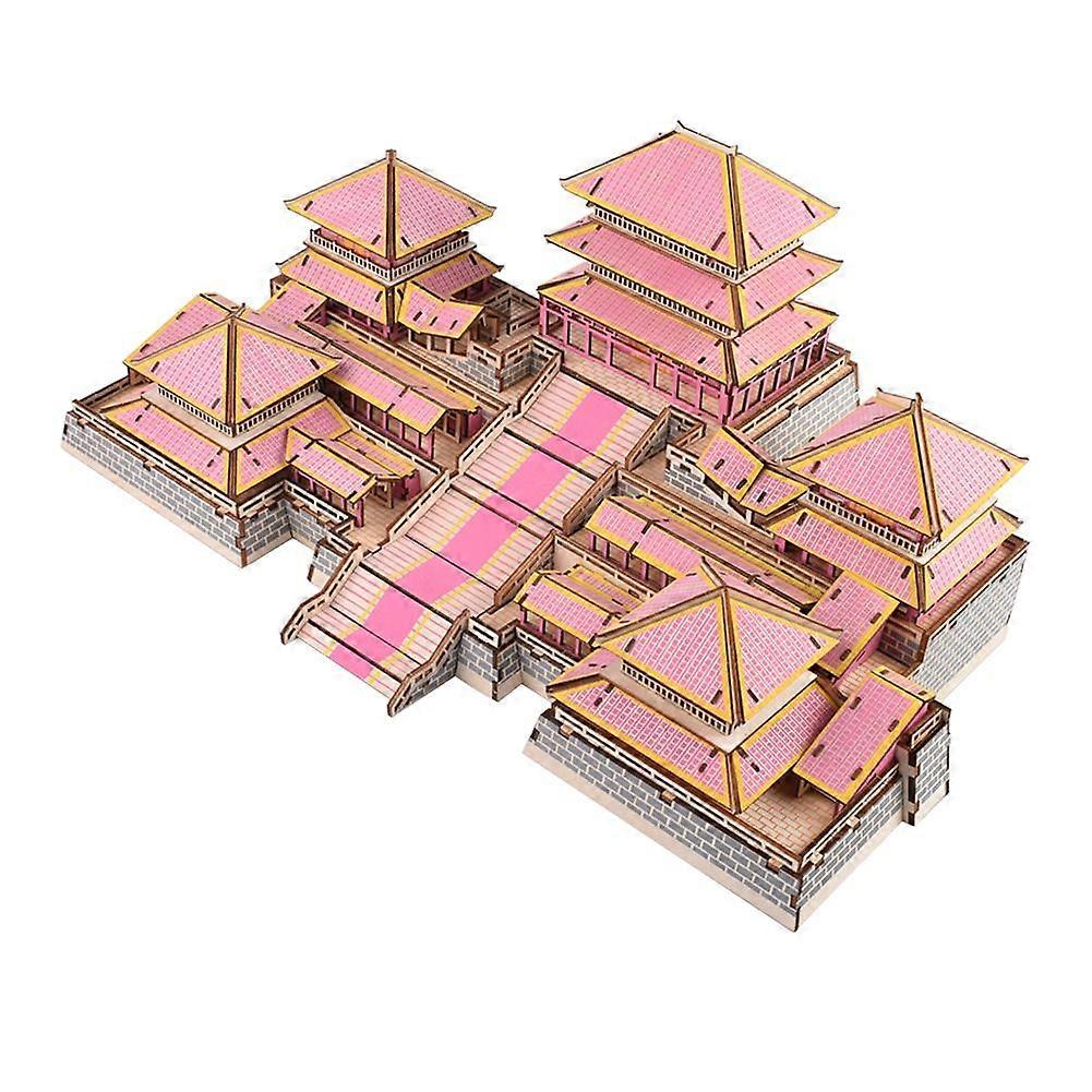 DIY Kid 3D Puzzle Chinese House Model Wooden Accessory Assembled Jigsaw Intelligent Toy