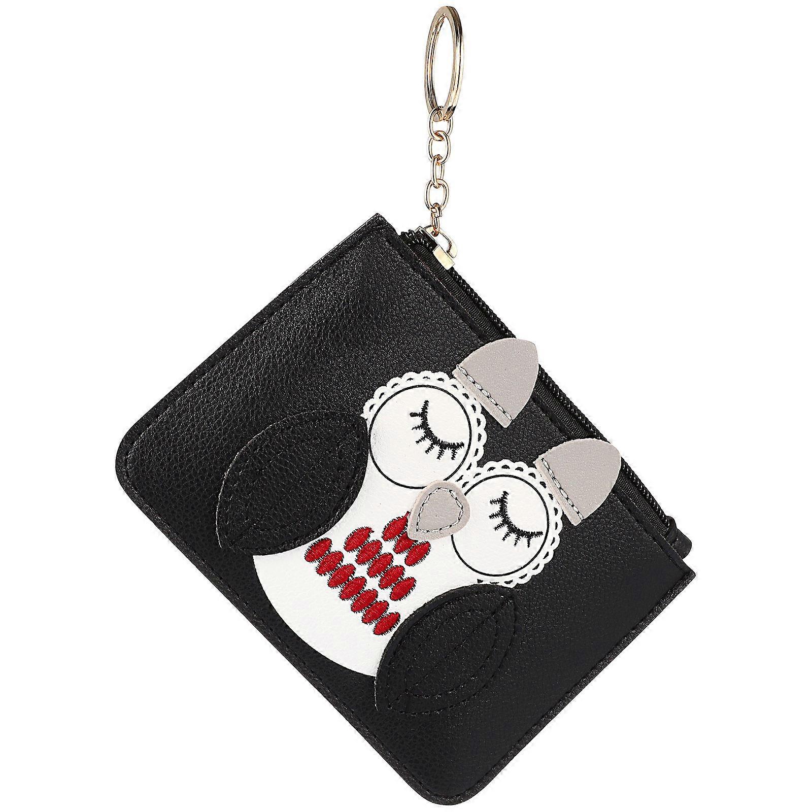 Owl Coin Purse Multifunctional Keychain Wallet for Storage Use Black