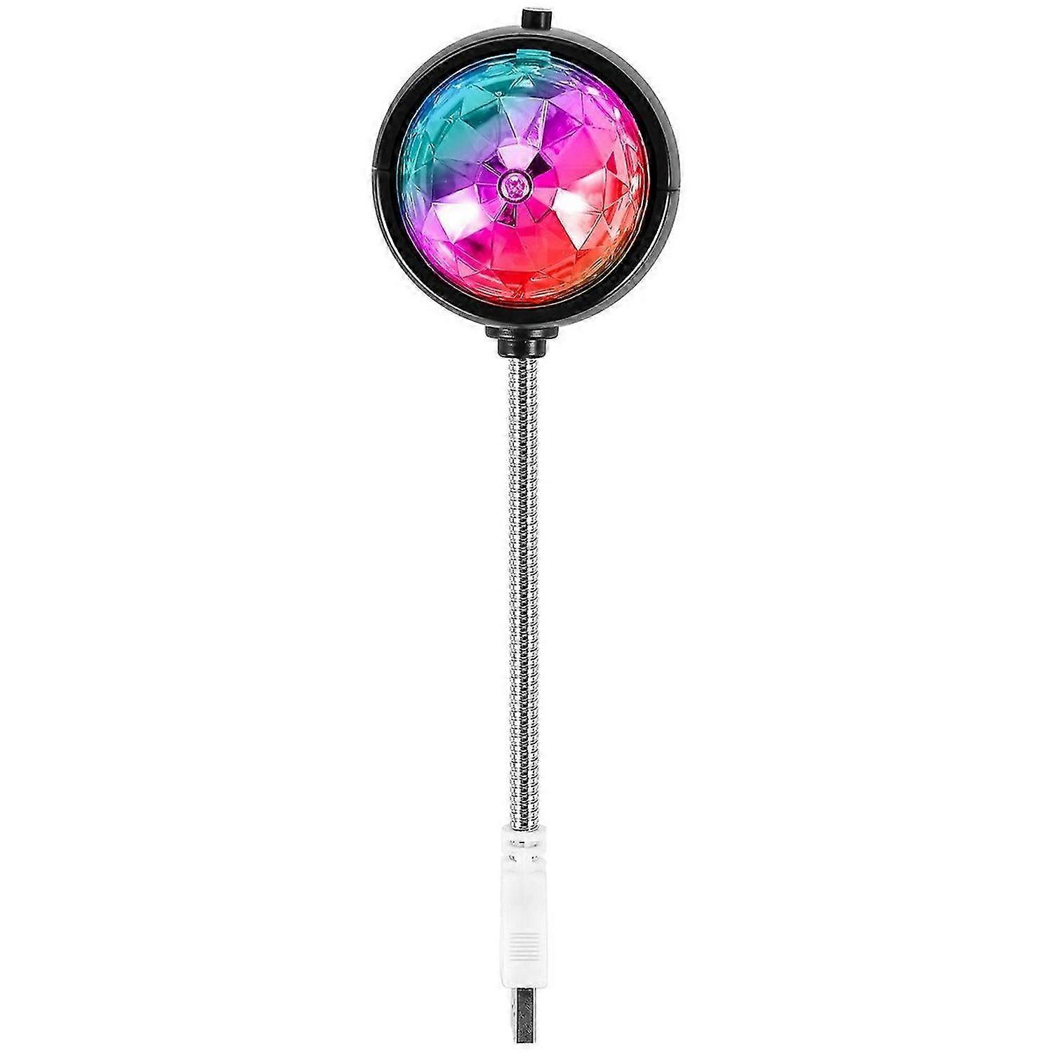 USB Disco Ball Lamp, Rotating RGB Colored LED Stage Lighting Bulb with 3W Book Light, USB Powered (B
