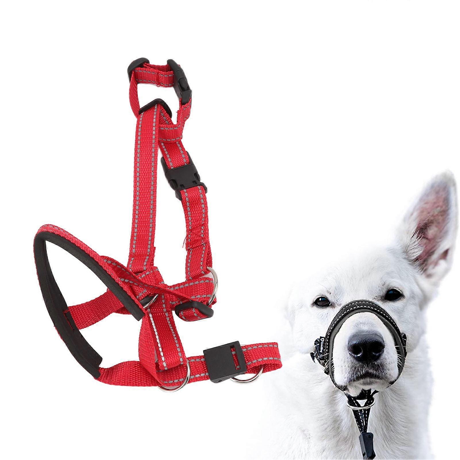 Breathable Red Dog Head Collar Harness Muzzle XL Adjustable Strap