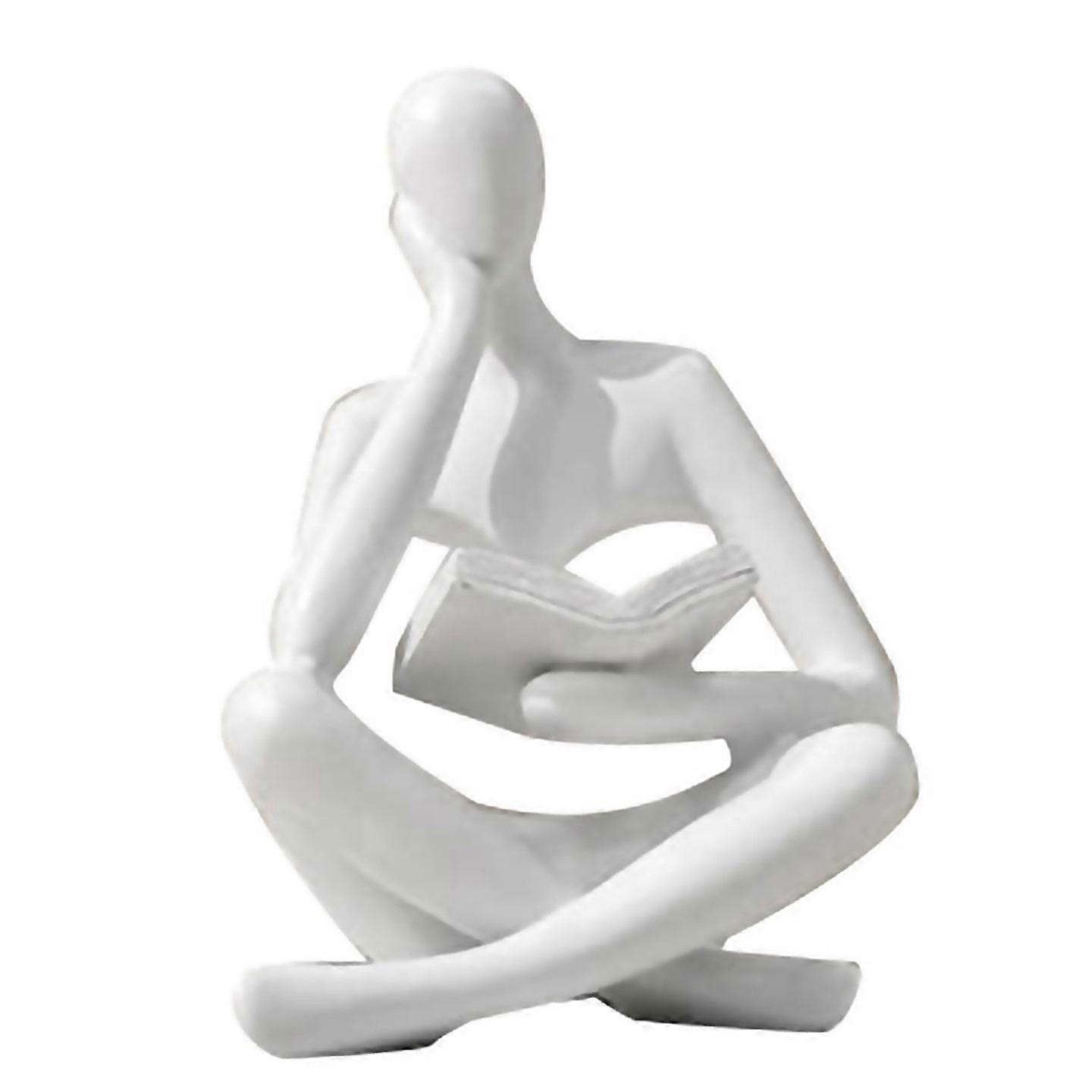 Pour les penseurs Résine Statue Lecture Ornement B Blanc