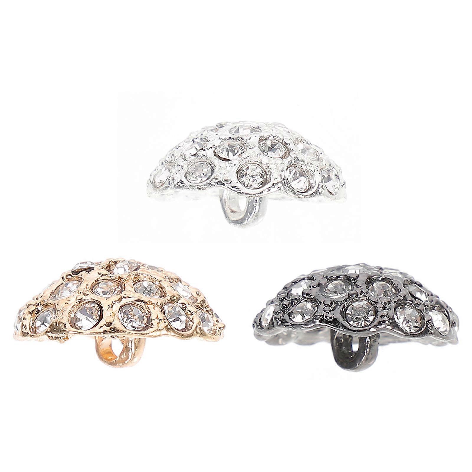 Coat Buttons for Decoration with 3Pcs Small Crystal Rhinestone Buttons