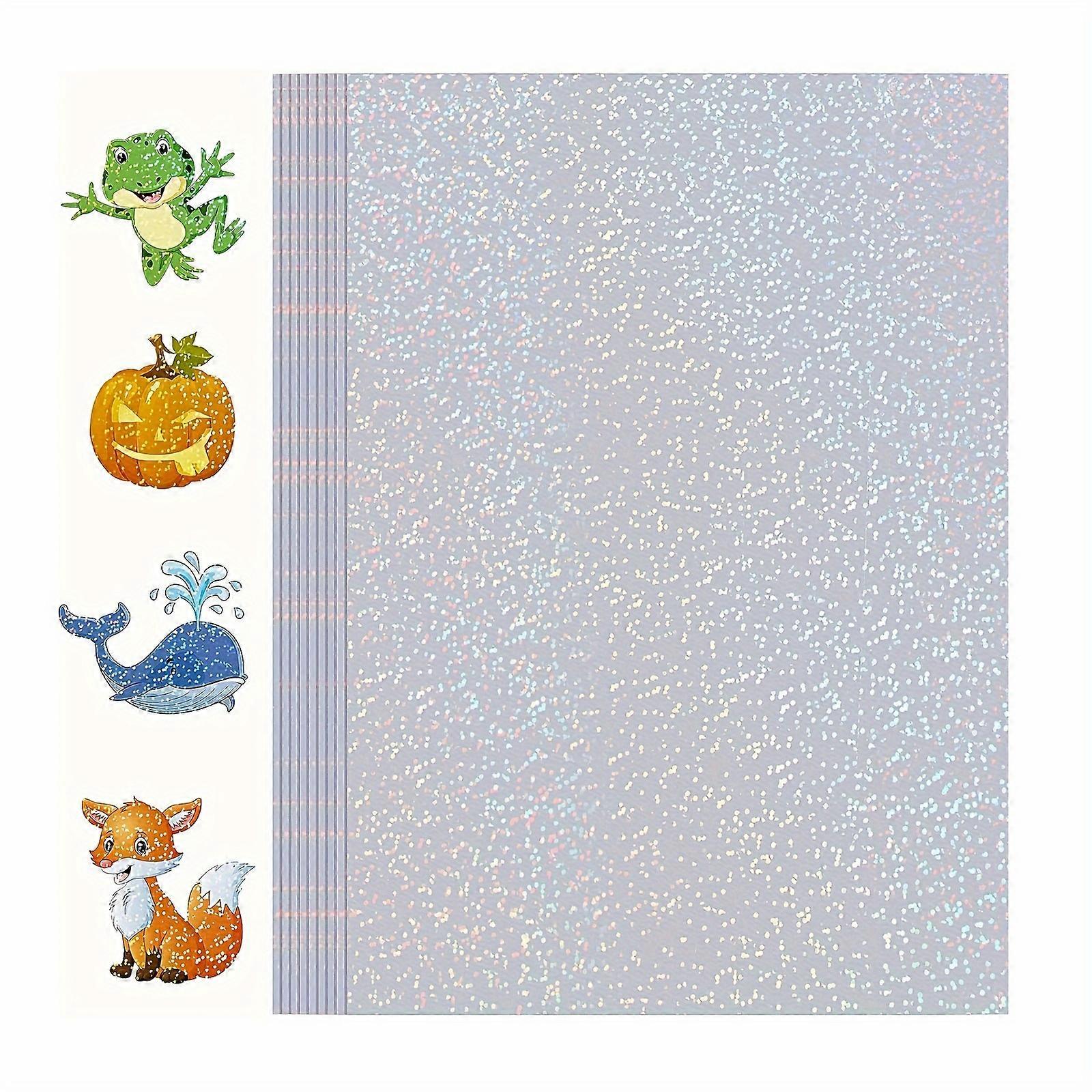 2.9x4.1 Inch 50 Sheets Cold Laminating Film Vinyl Holographic Sticker Paper Self-Adhesive Sheets Dots Sparkle