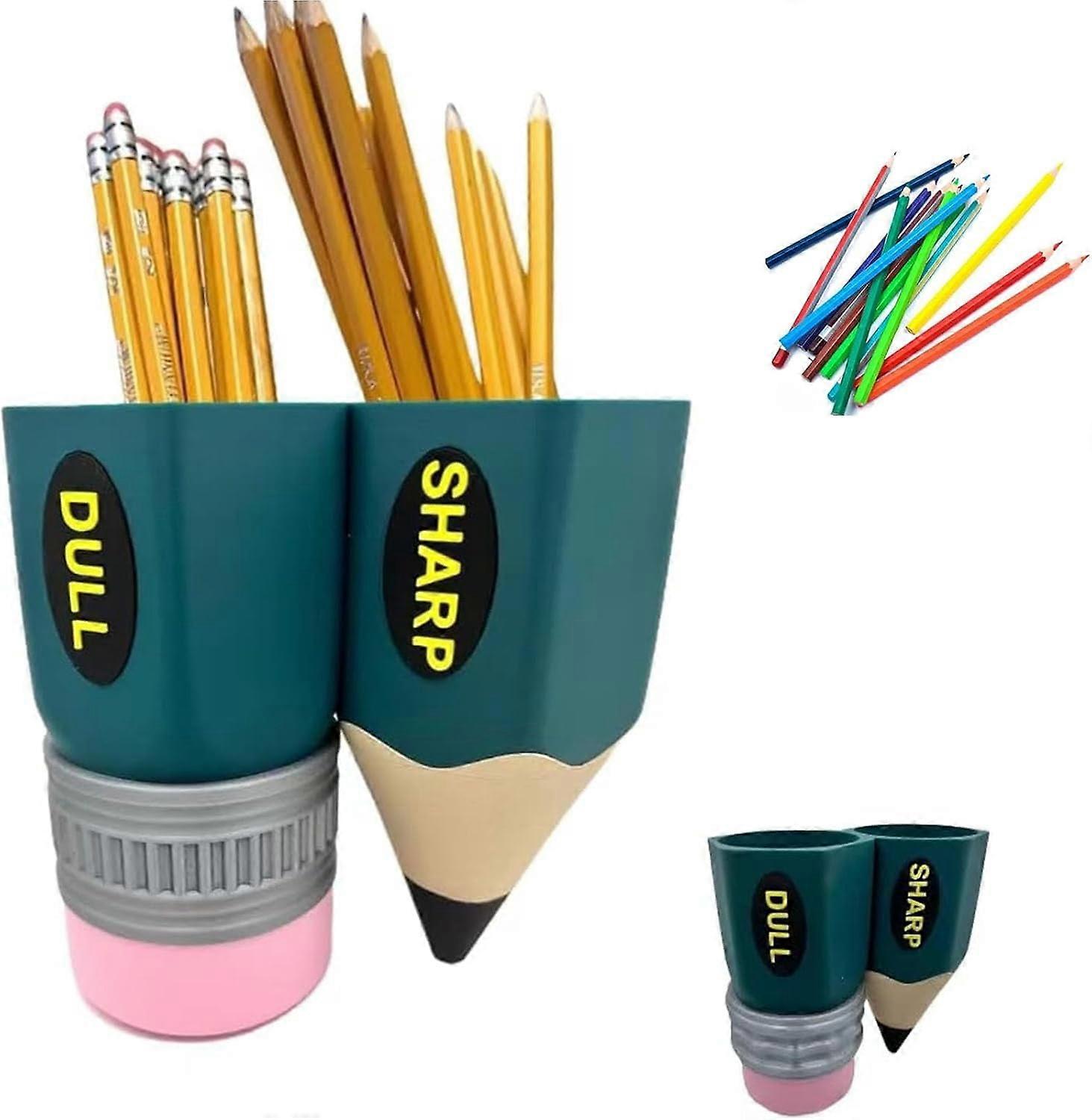 Compatible with Sharp-Dull Pencil Holder, Funny Pencil Shaped Storage Organizer, Colorful Desktop Pen Container Dispenser (B)