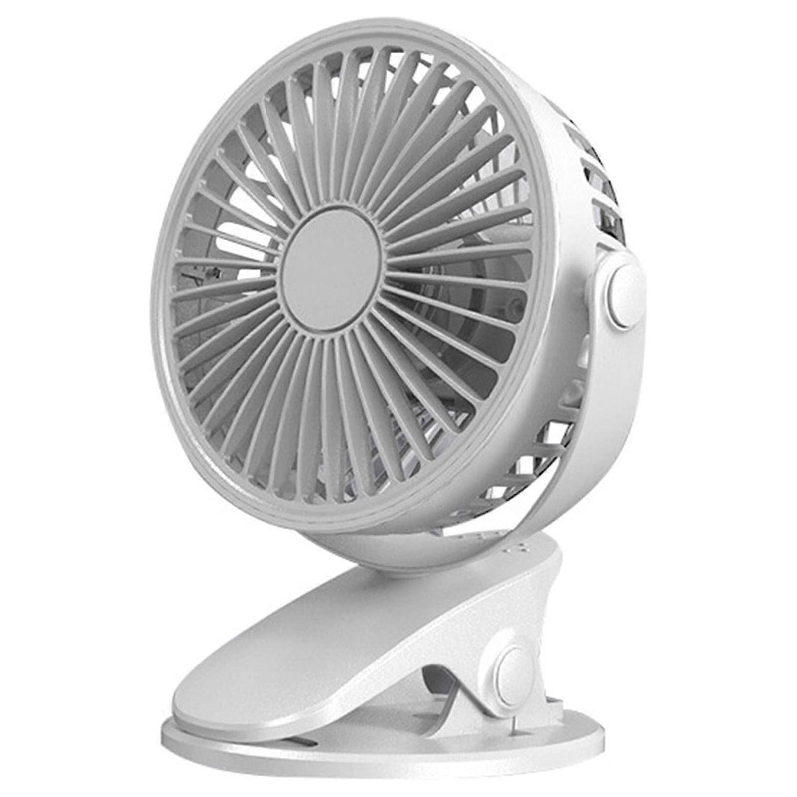 Small Clip-on Fan, USB Battery Powered, 3 Speeds, Strong Airflow, Quiet Desk Fan for All Spaces, Compatible with USB Type-C Charging