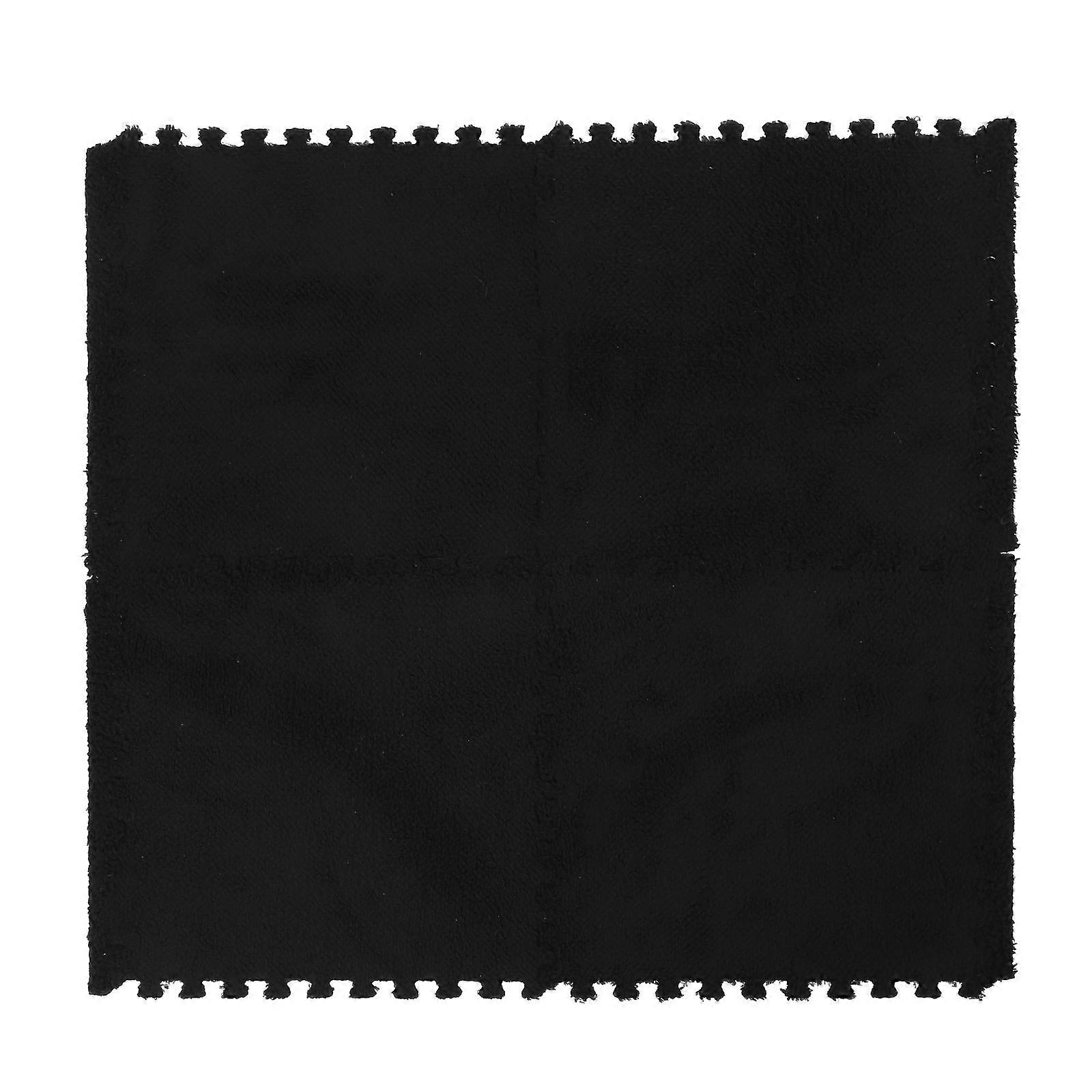Black Plush Eva Floor Mat for Home Use 4Pcs Soft Mosaic Floor Mats