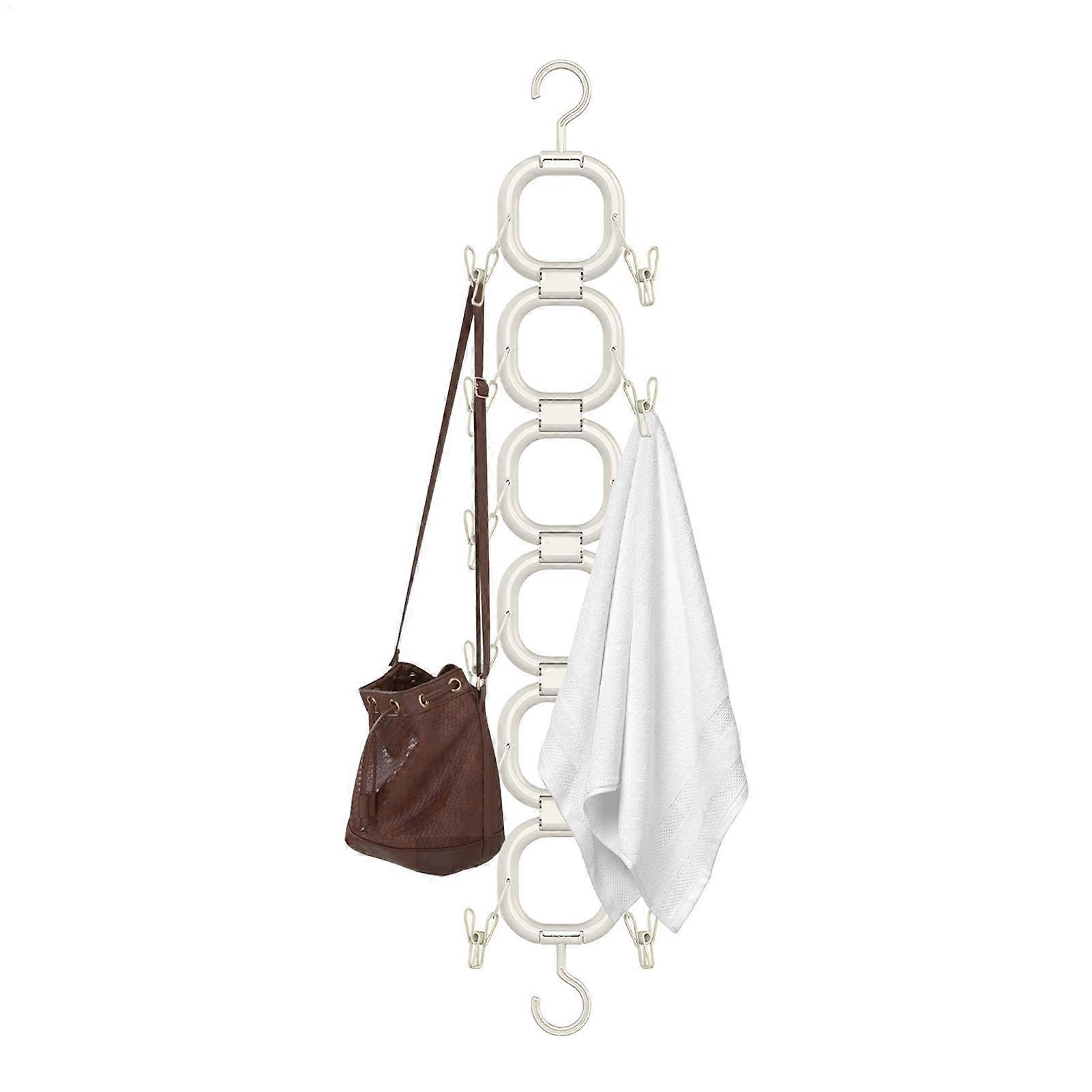 Hat Hanger for Closet - 360° Rotating Baseball Cap Organizer with 6 Interlocking Rings and Multifunctional Hook Display Stand