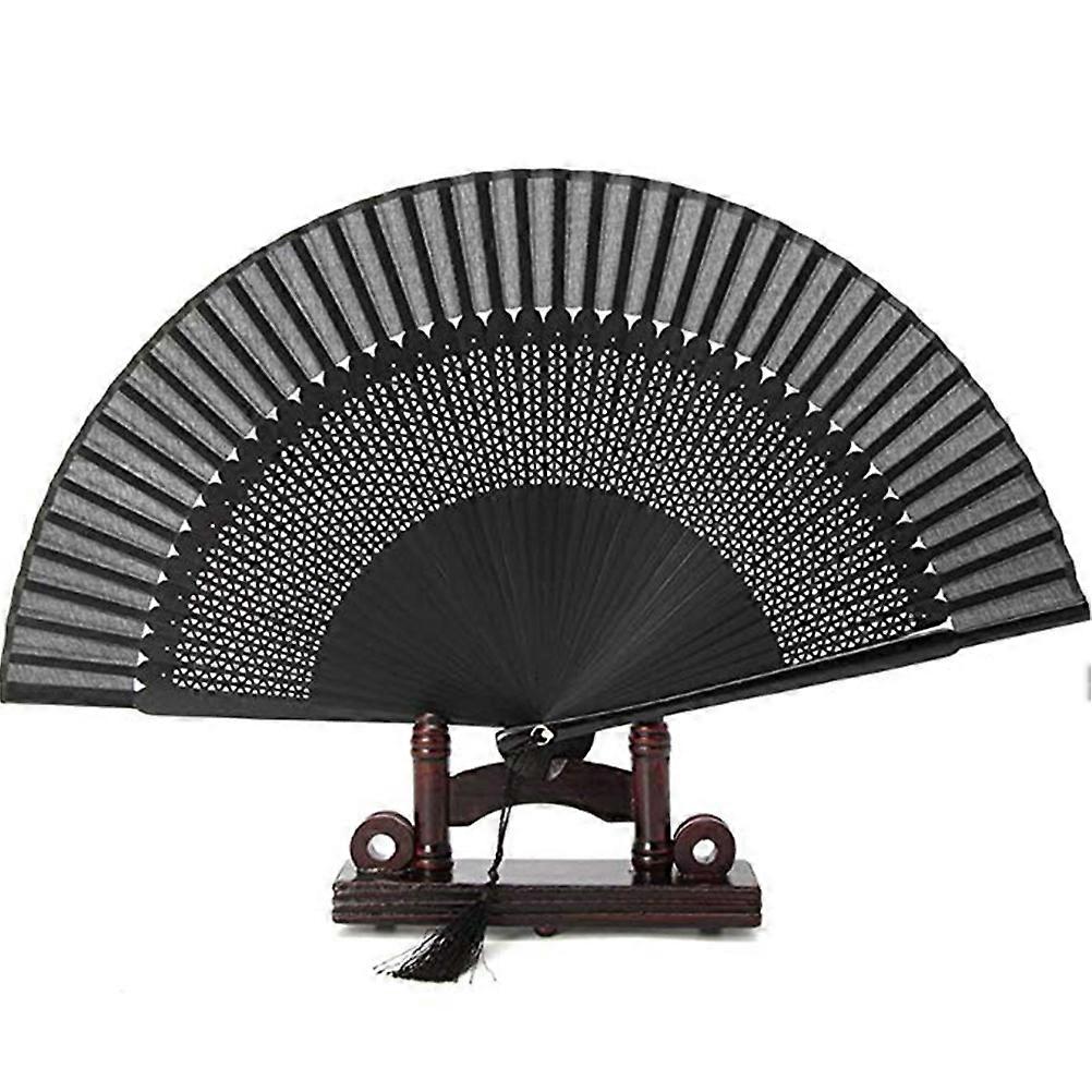 Lacquered Black Folding Fan for Decoration Use with Hollow Out Design