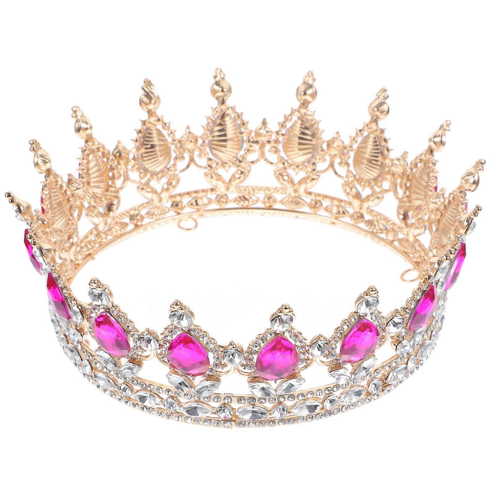 Bride Crown Headband for Decoration Featuring 3Pcs Rhinestones Multi