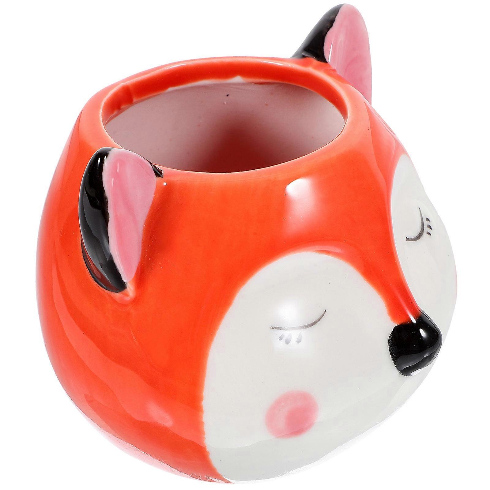 Orange Succulent Pot Fox-Shaped Ceramic Planter for Plant 3Pcs Set