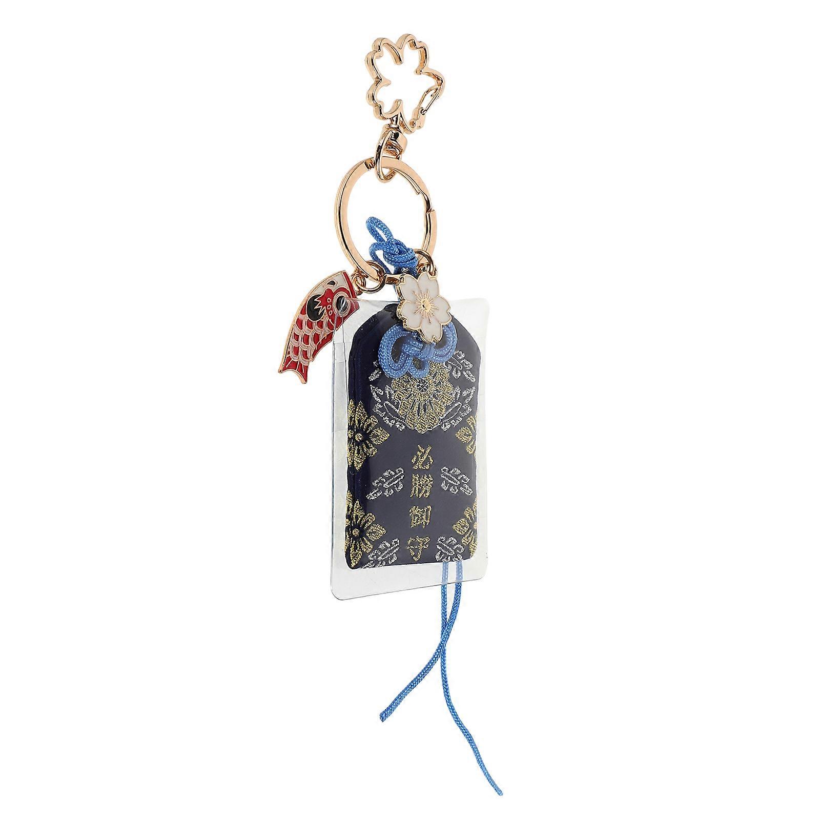 Japanese Keychain Carp Luck Charm Key Ring for Decoration 3Pcs Dark Blue Set