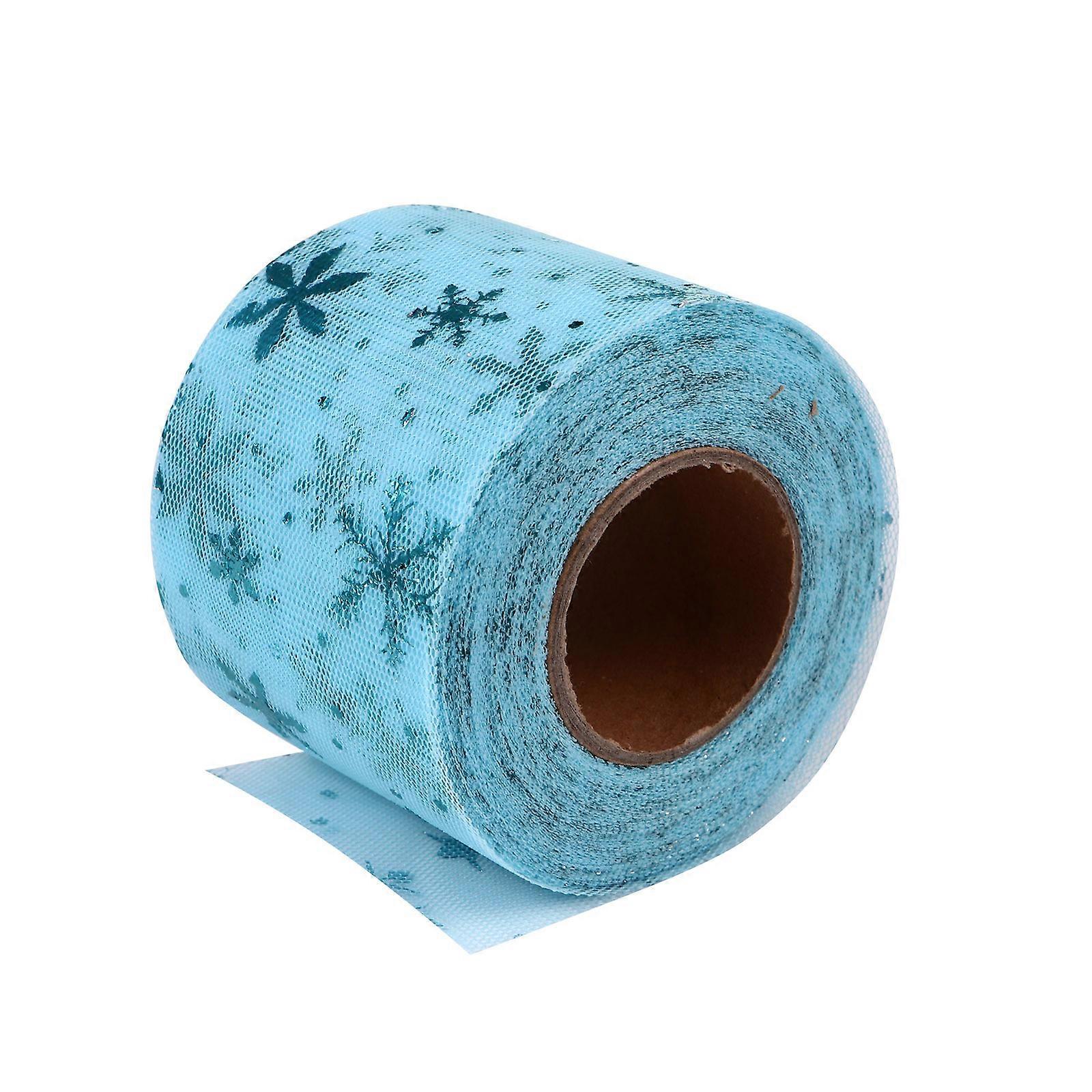 Blue Christmas Tulle Roll for Decoration 1 Roll Snowflake Wrapping Gauze