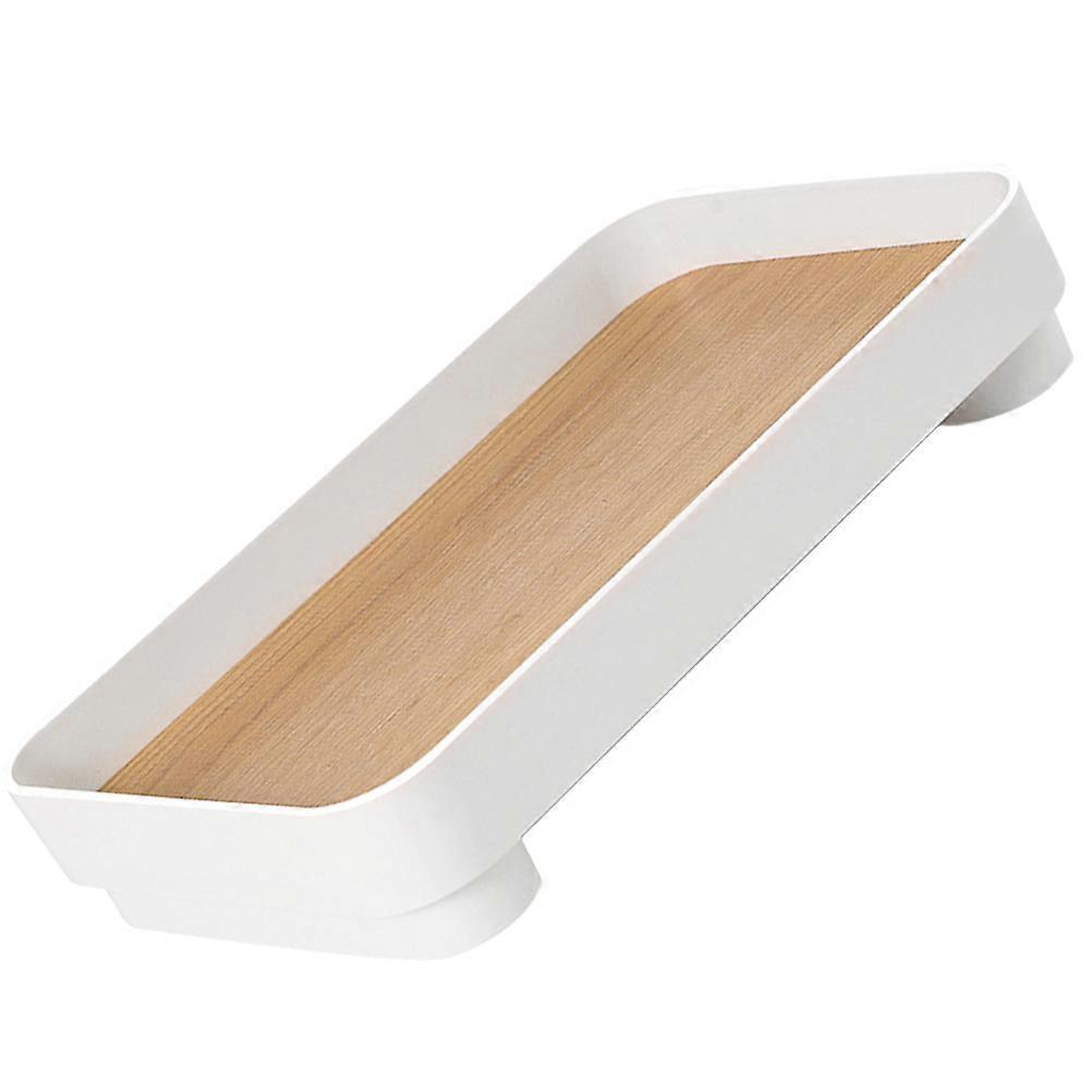 Perfume Tray Bathroom Vanity Tray for Storage 2Pcs White Rectangular Wood Grain