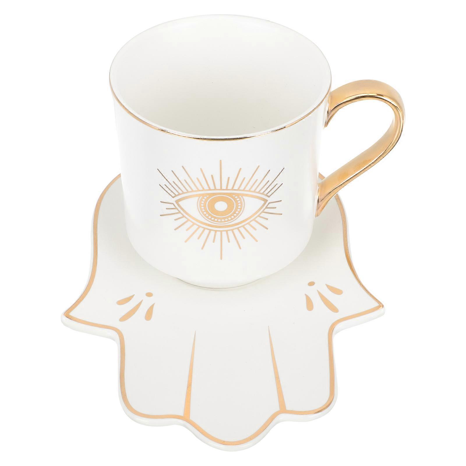 3Sets Milk Drinking Cup European Style for Ceramic Drinkware with Tray