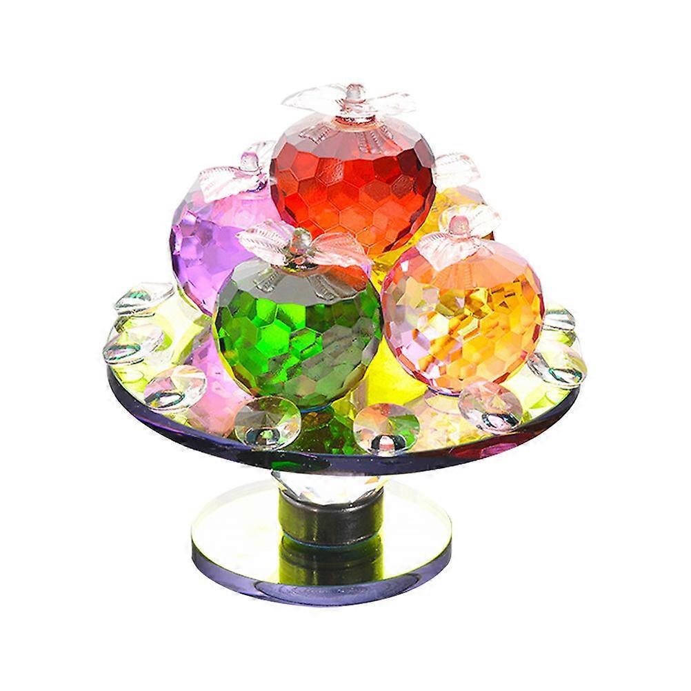 Crystal Apples Desktop Ornament for Home Decoration Rotatable 2Pcs
