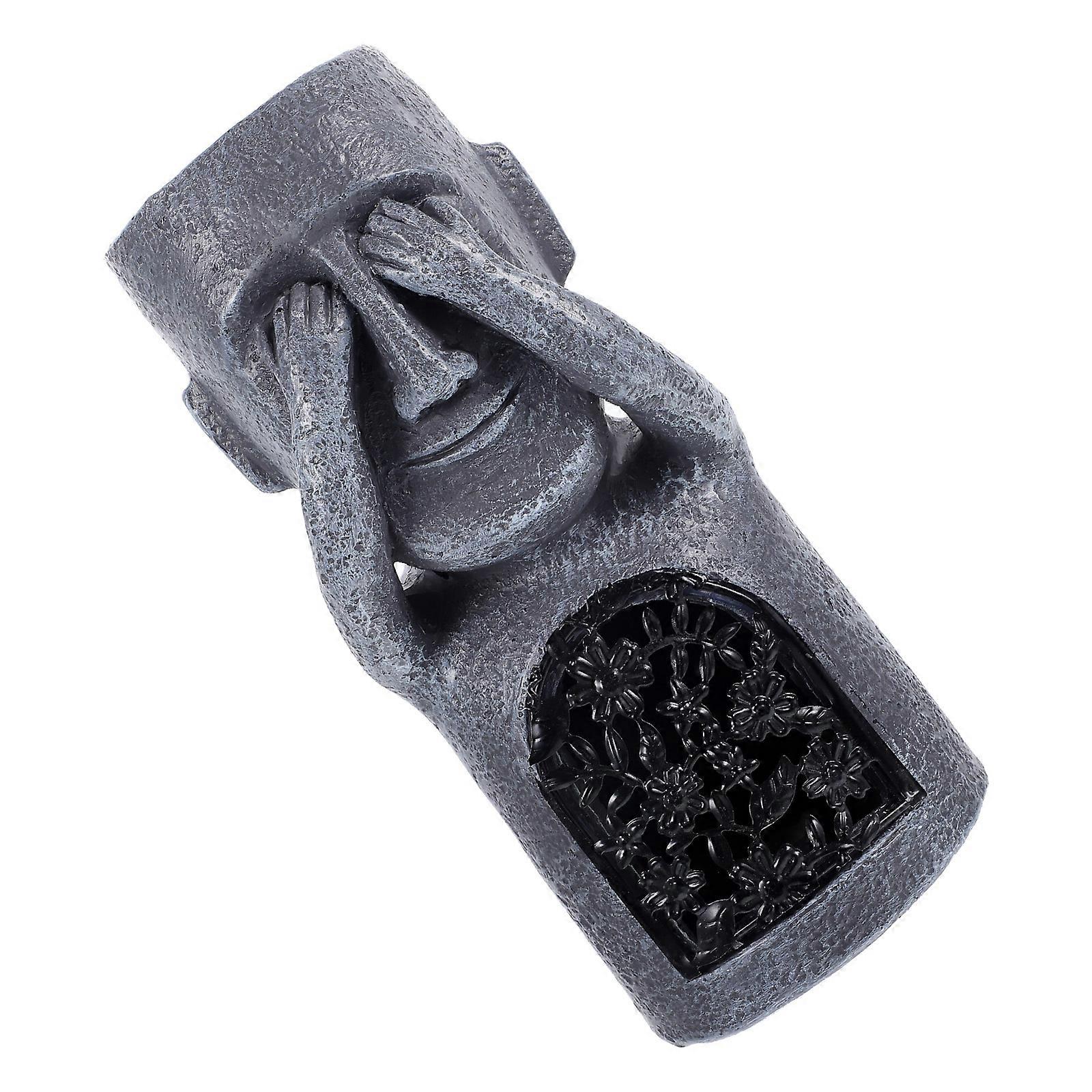 Resin Figure 2Pcs Grey Island Sculpture with Sturdy Resin Build for Decorative Garden Display