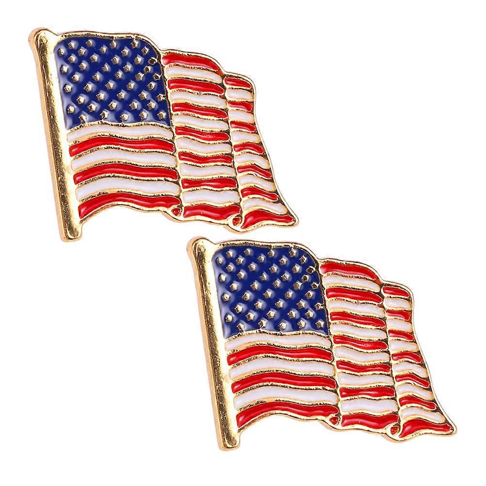 American Flag Brooch 2Pcs Assorted Color Alloy Fastening for Decoration