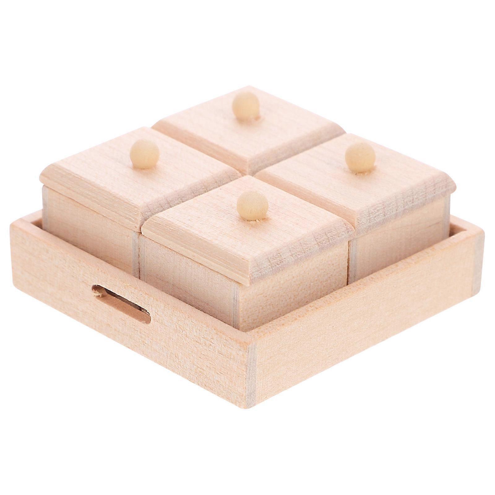 Mini Rectangular Storage Box Practical For Craft Projects Small Wooden Square Design Miniature 1 Set