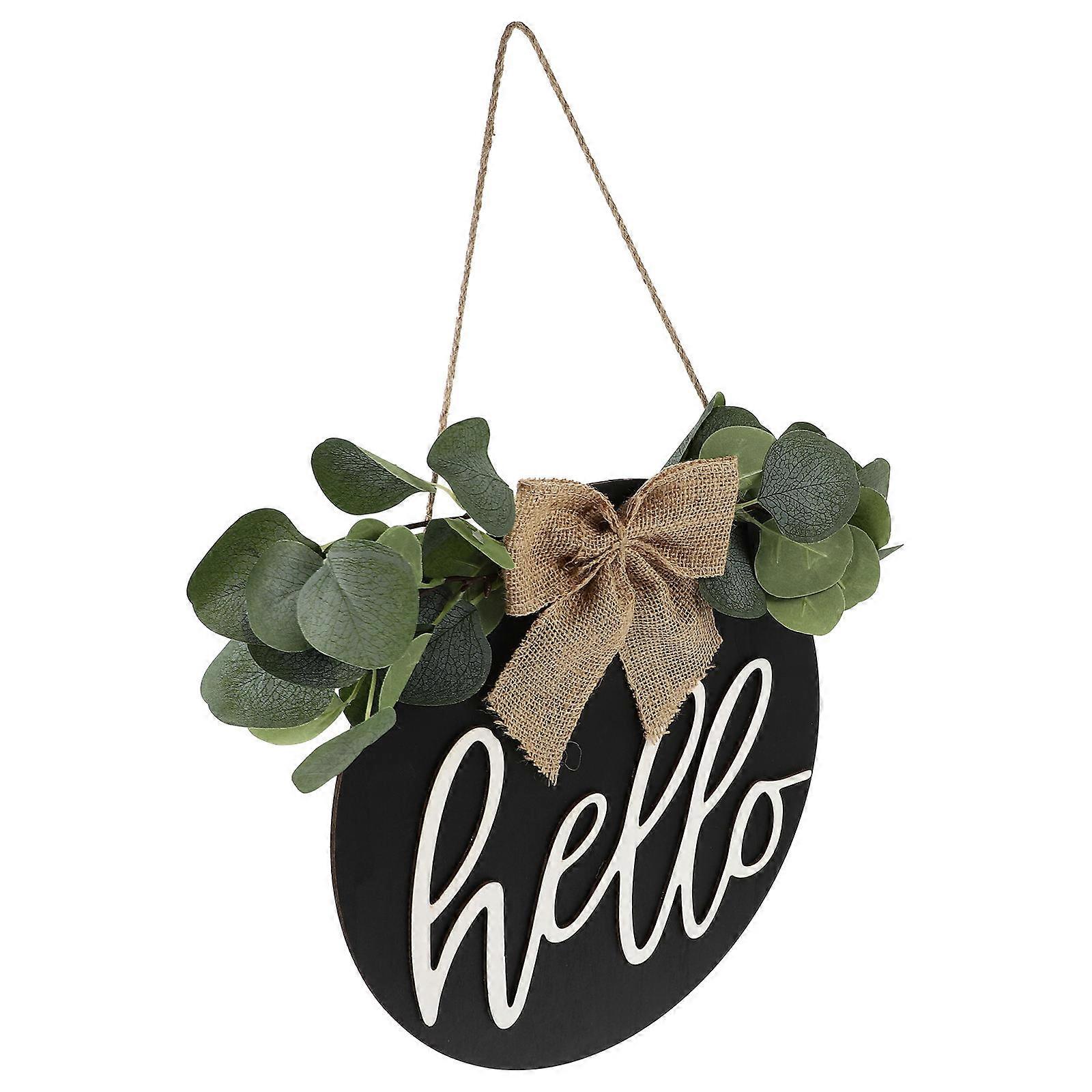 Creative Wooden Hello Board Hanging Decor for Door Pendant