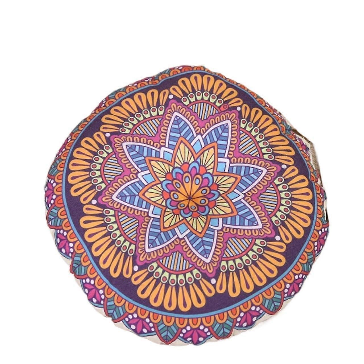 Meditation Cushion Cotton And Hemp Round Puff Mat Chair Cushion For Home Use Ethnic Geometric Tatami Style Type4