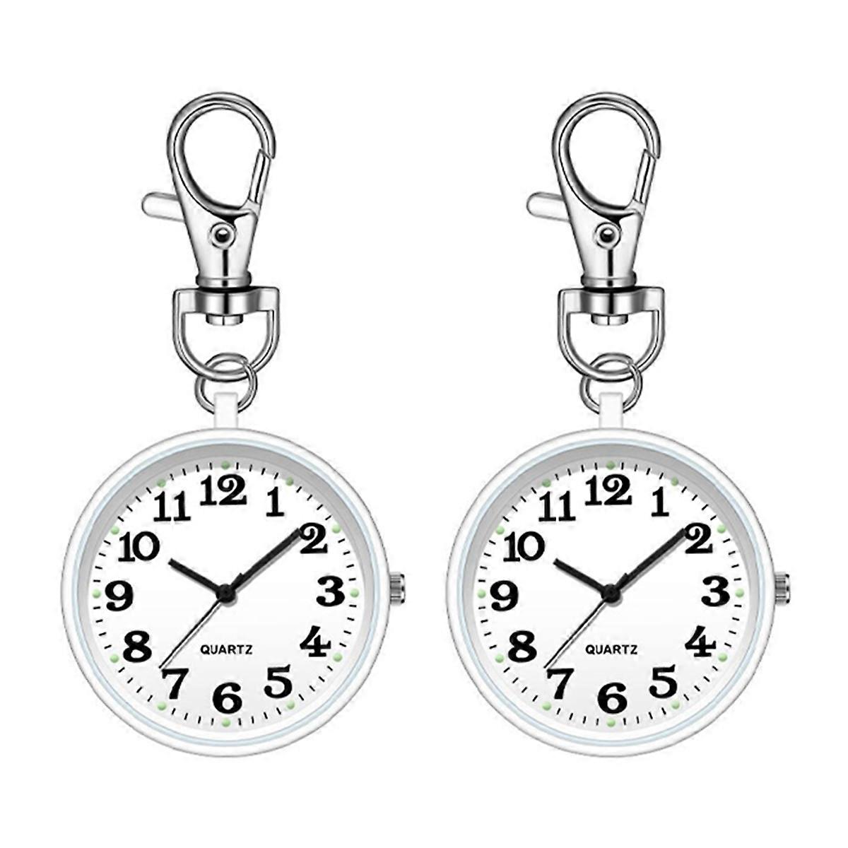 2pcs Nurses Watches Quartz Pocket Watch for Nurses White