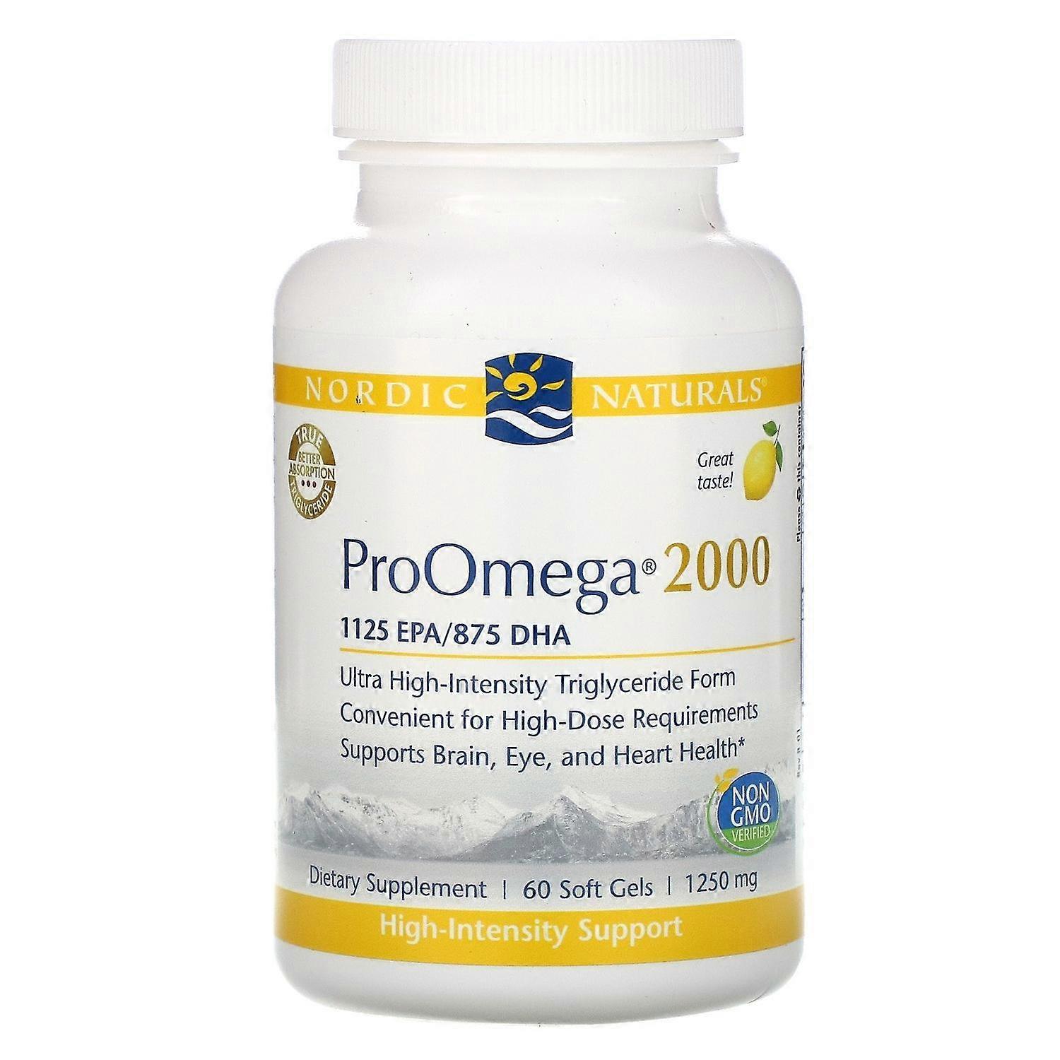 Nordic Naturals, ProOmega 2000, Zitrone, 1.250 mg, 60 Weiche Gele