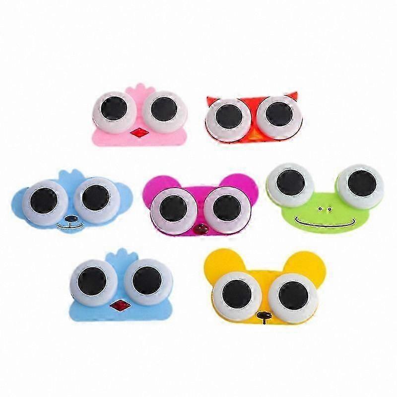 Animal-Shaped Contact Lens Case with Cartoon Design for 3D Big Eyes Lenses Storage Box Owl Frog Theme Portable Protector Container