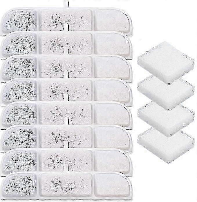 8 Piece Cat Fountain Replacement Filter Compatible For Downypaws Dpwfp6 Wireless Cat Drinking Fountain 2.5l