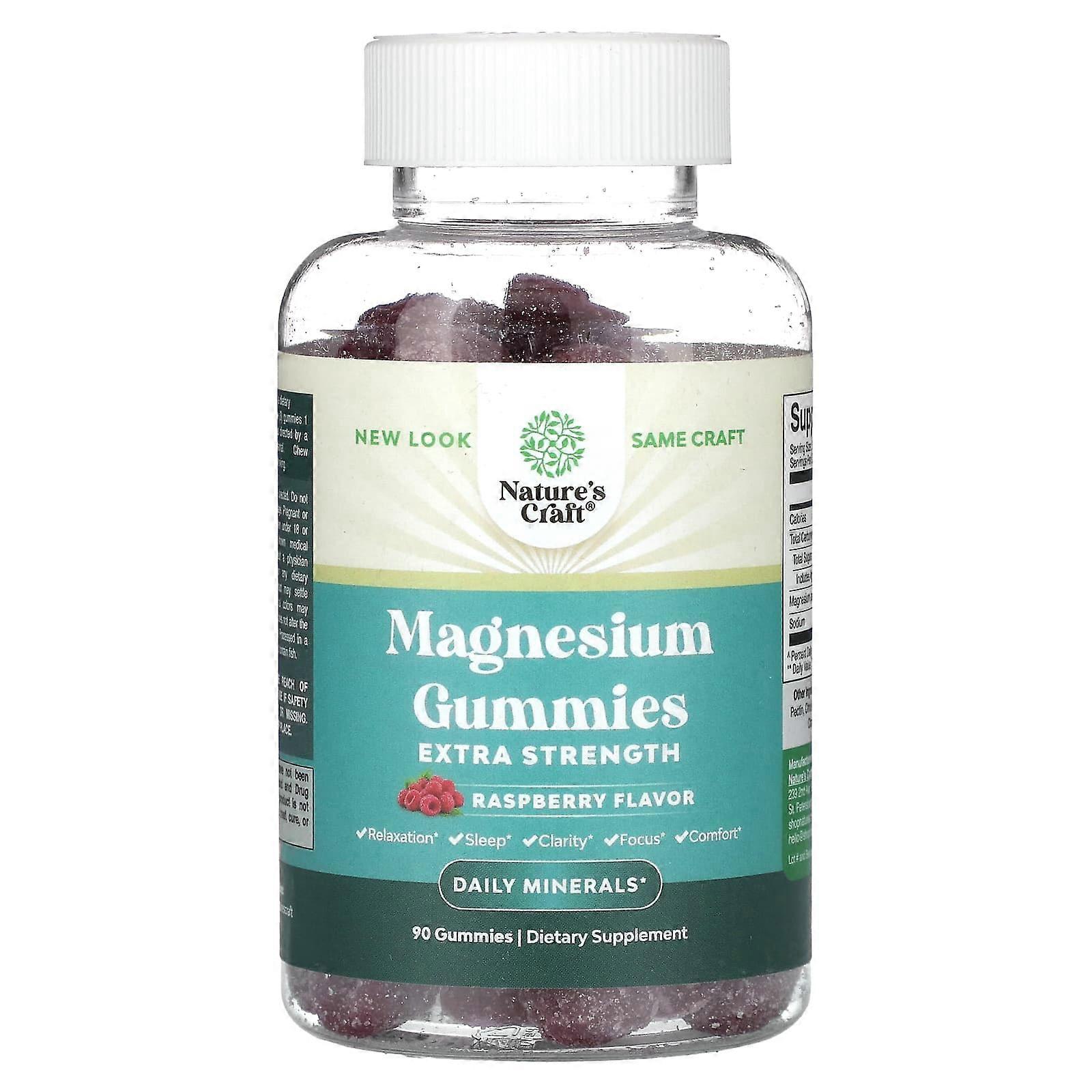 Magnesium Gummies, Extra Strength, Raspberry, 90 Gummies
