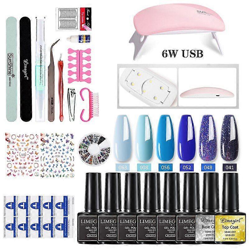 Manicures Set UV LED Lamp Dryer With 12/6 pcs Nail Set Gel Polish Kit