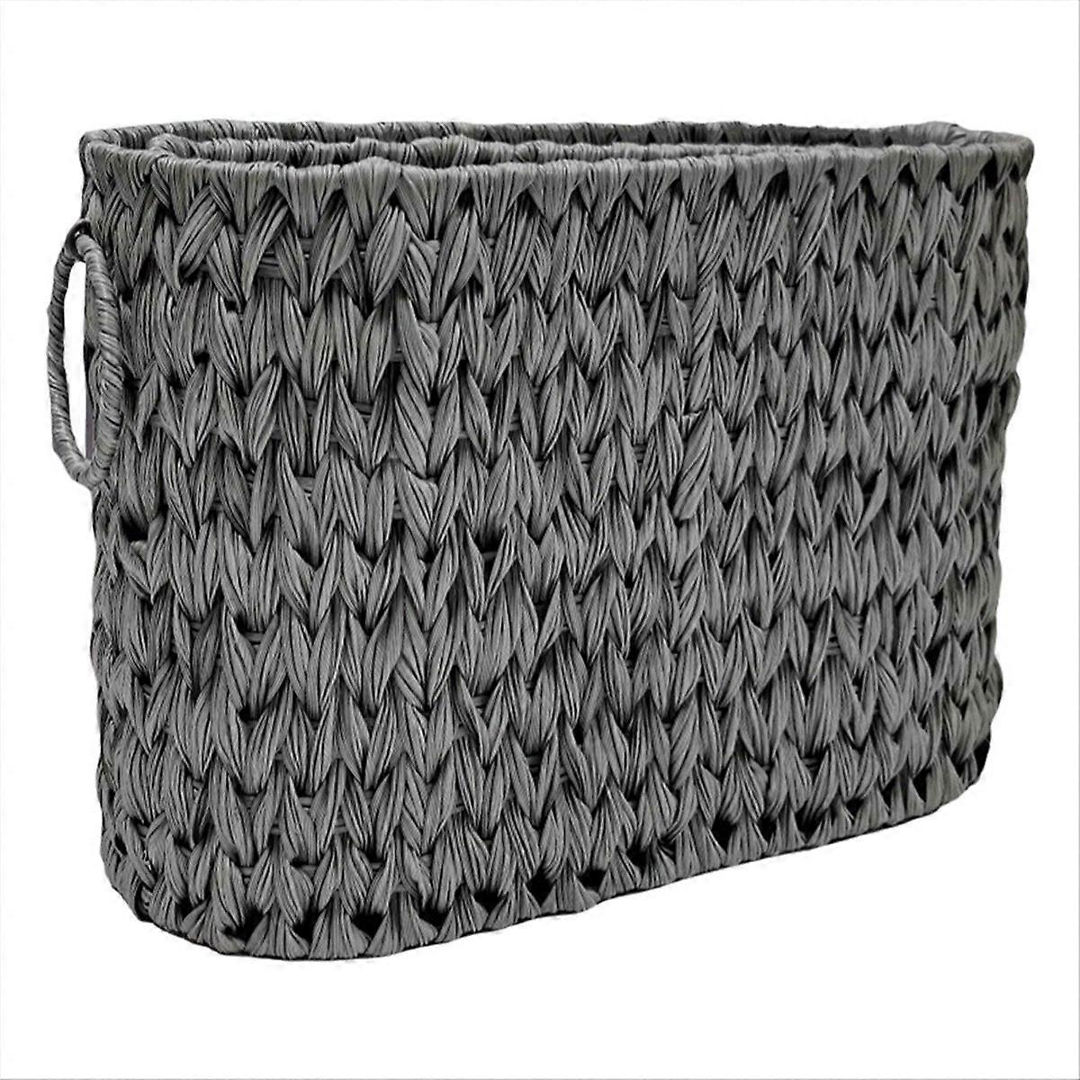 Storage Woven Basket,Waterproof Wicker Basket With Handles, C