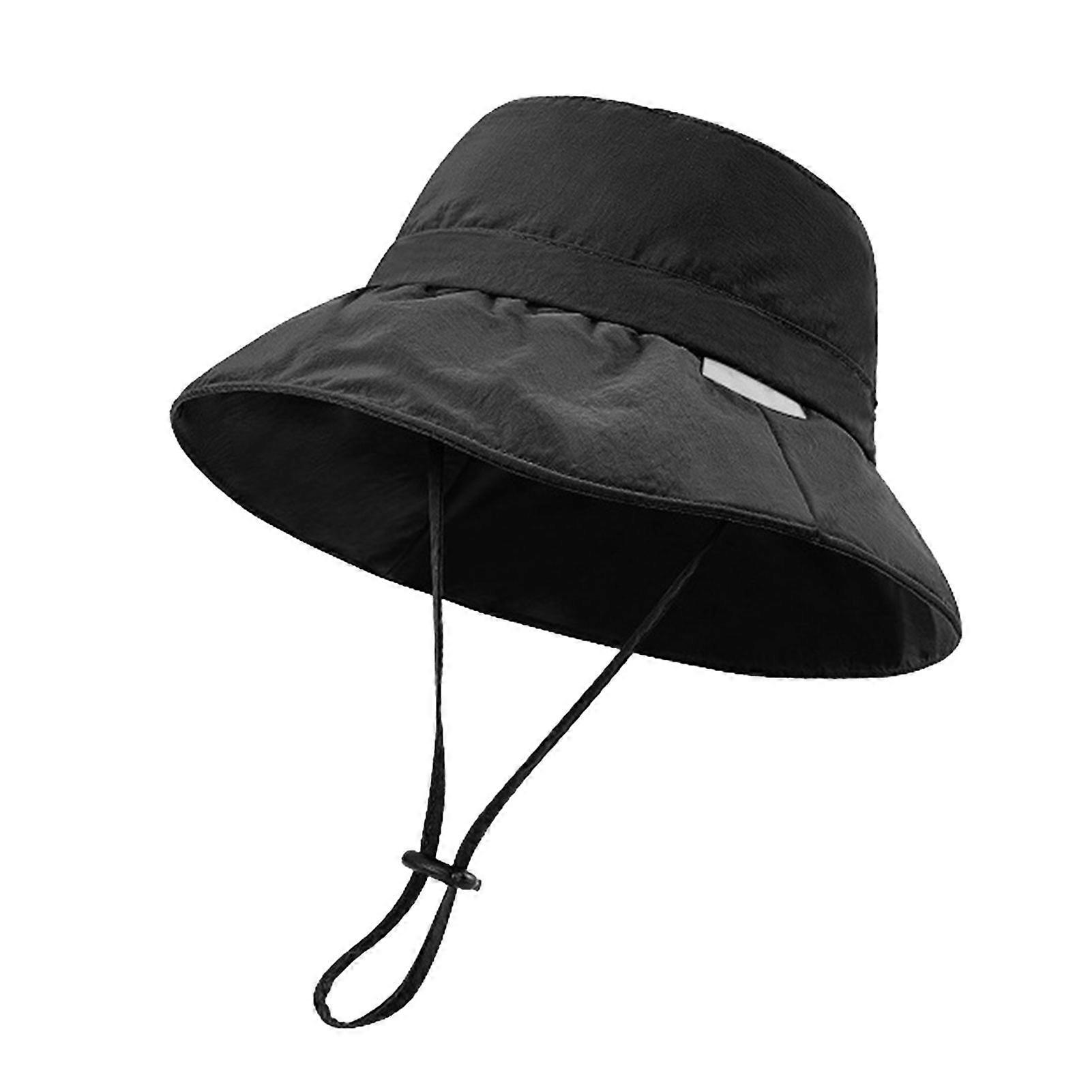 Women Hat Fisherman Style Solid Color Basin Hat with Reflective Stripe Lace-Up Dome Design Bucket Hat