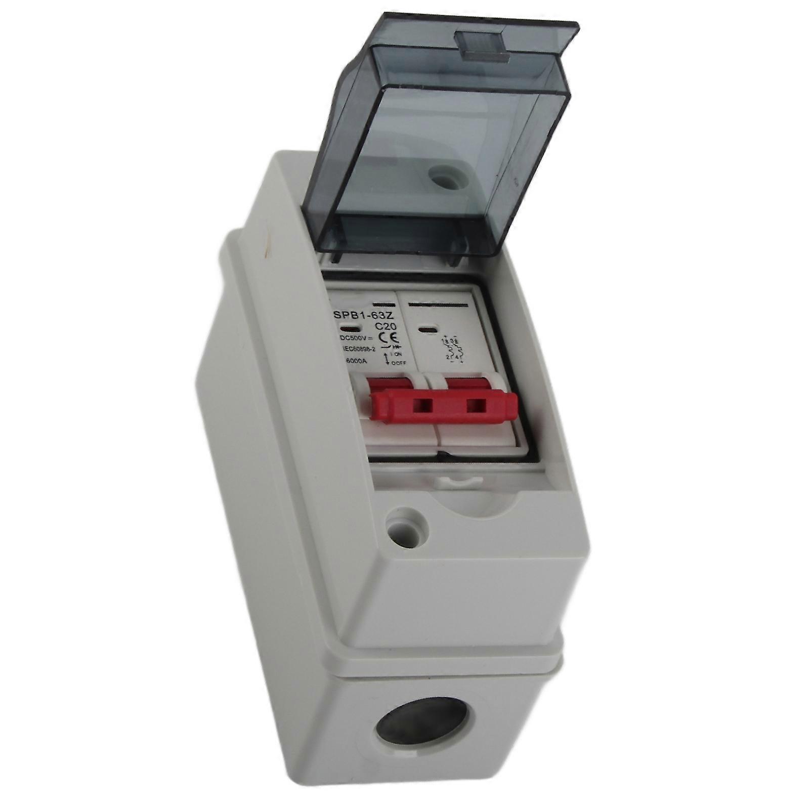 PV Solar Disconnect Switch Photovoltaic Circuit Isolator Miniature RV Breaker Box DC500V IP65 Waterproof 20A 