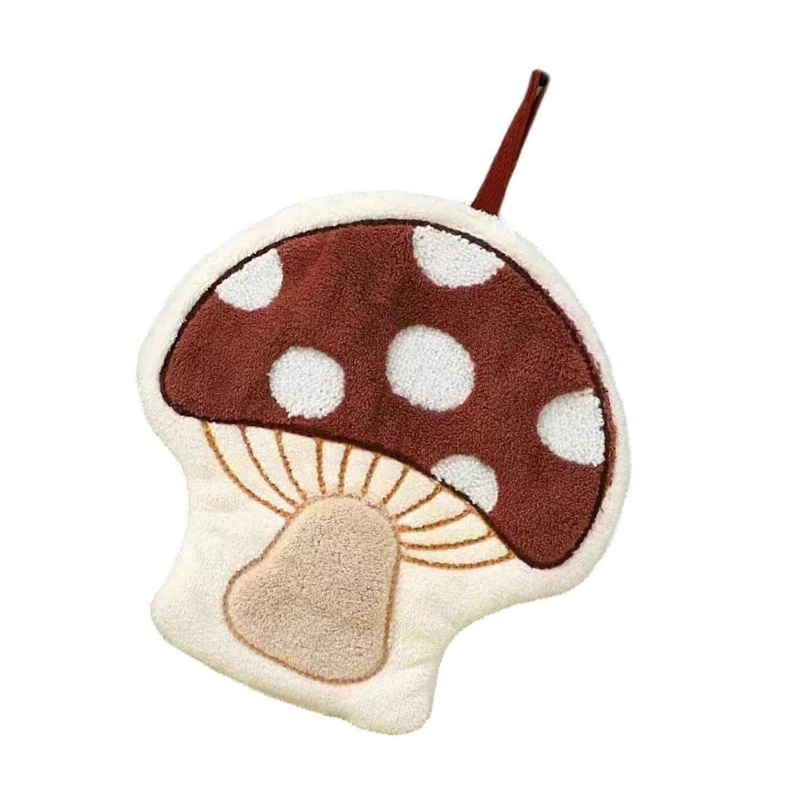 Mushroom Hand Towel  Water Absorption Soft Fleece For Home Use Coffee Color