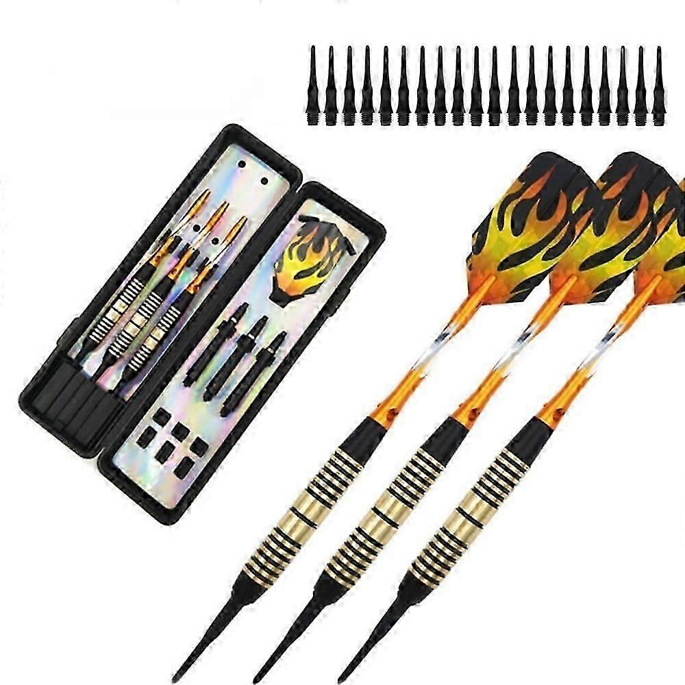 Darts Set with Soft Tip, 18 g Plastic Tip, Electronic Darts, Brass Barrels, for Electronic Dartboard (Golden) 3pcs set Golden