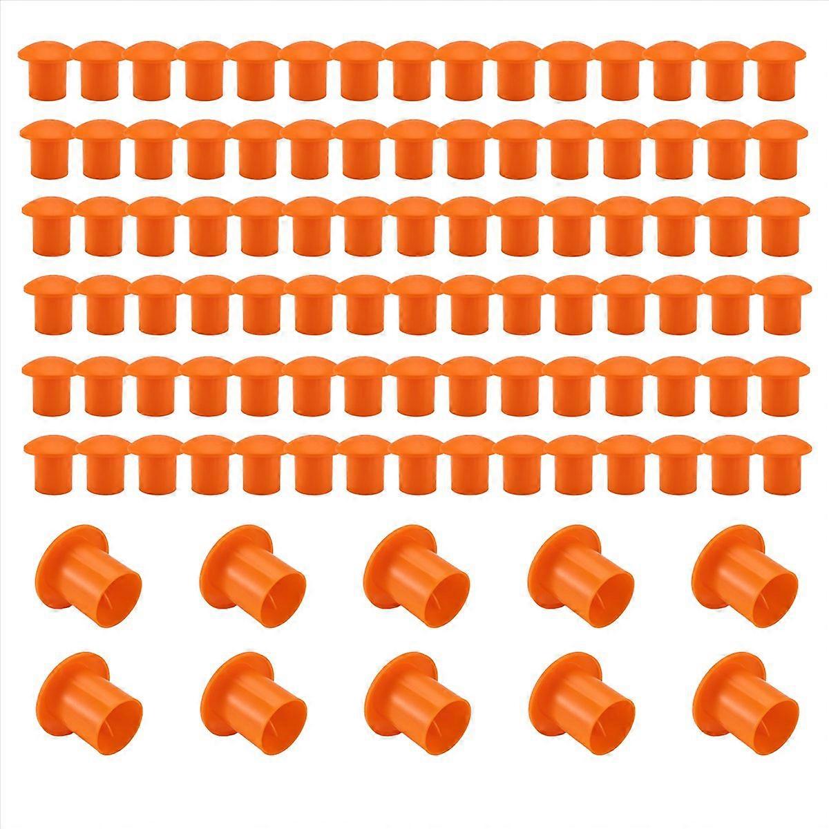 100 Pcs Mushroom Rebar Cap Plastic Mushroom Rebar Safety Caps for Rebar 3 to 7, Orange Color, 2.36 x