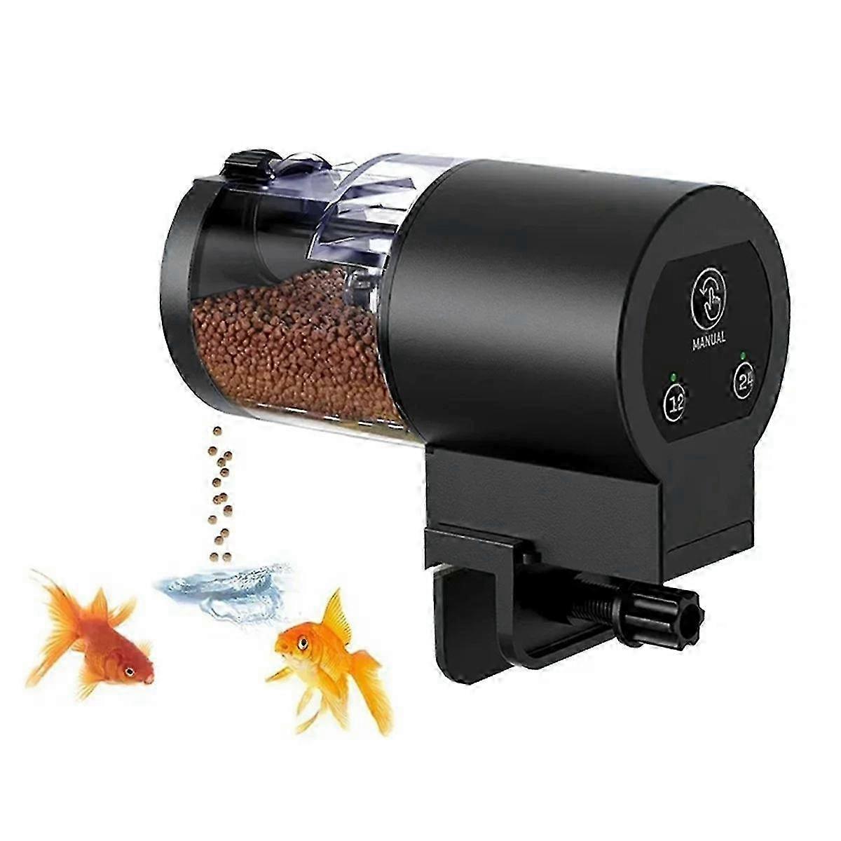 Fish Feeder 100ml -Digital Programmable Aquarium Food Dispenser with Timer, IP66 Waterproof for PondHwy