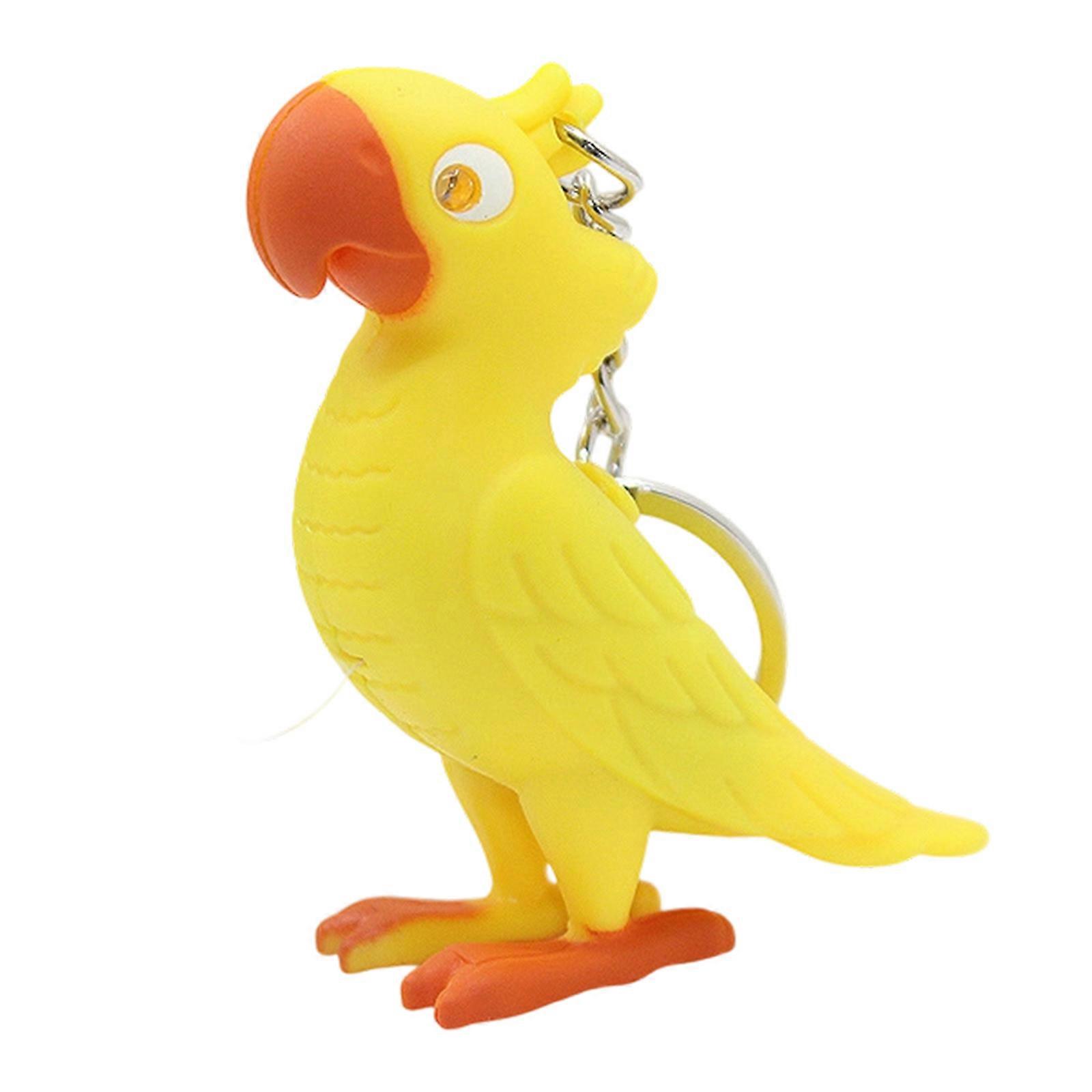 Colorful Parrot LED Keychain Featuring Animal Sounds And Portable Design Unique Key Rings Accessory  For Everyday Use  Yellow