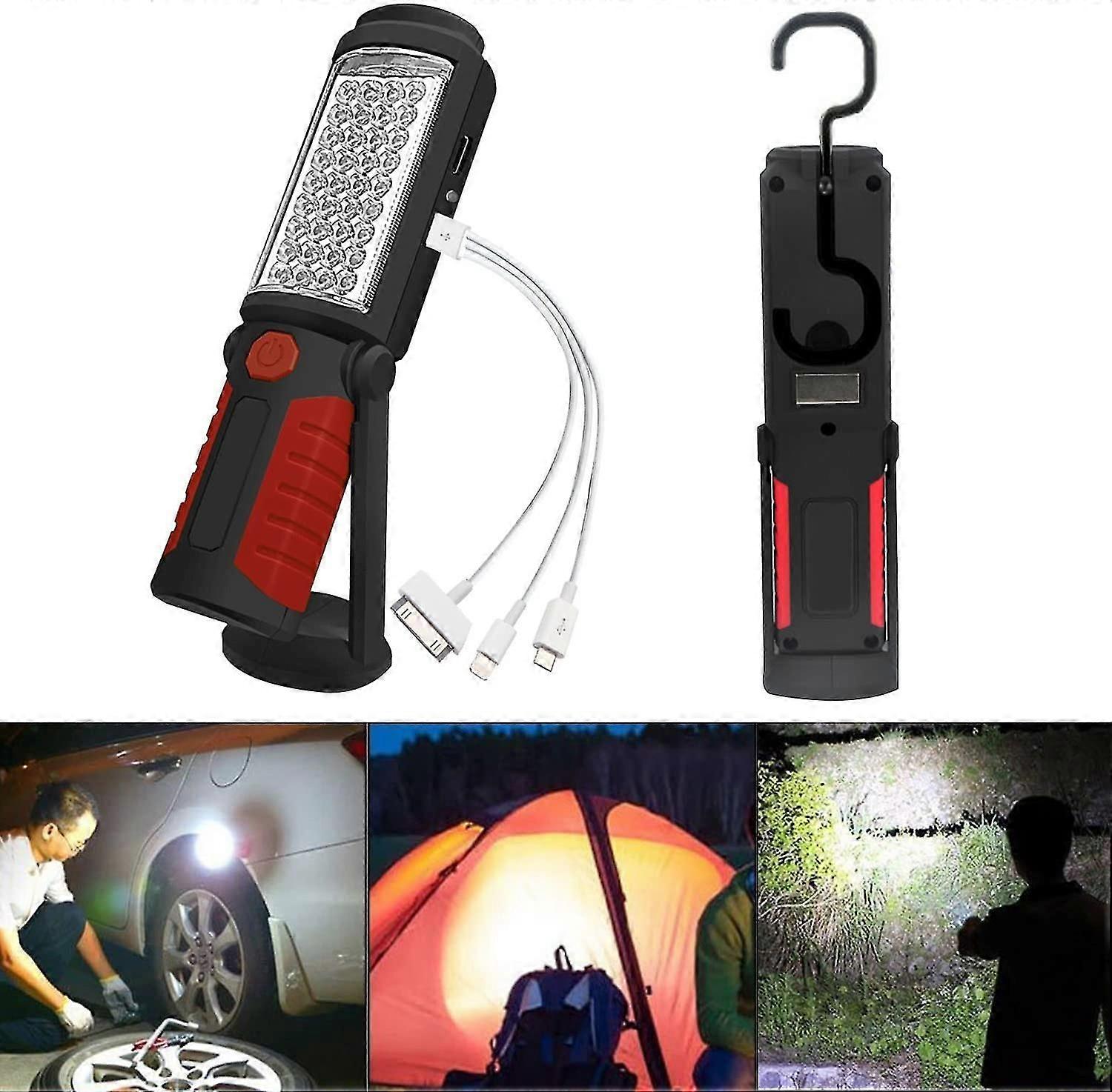 Inspection Lamp Rechargeable Led Lamp, Rechargeable Led Work Lamp With Magnetic Led Torches Lamp Inspection Lamp(red)