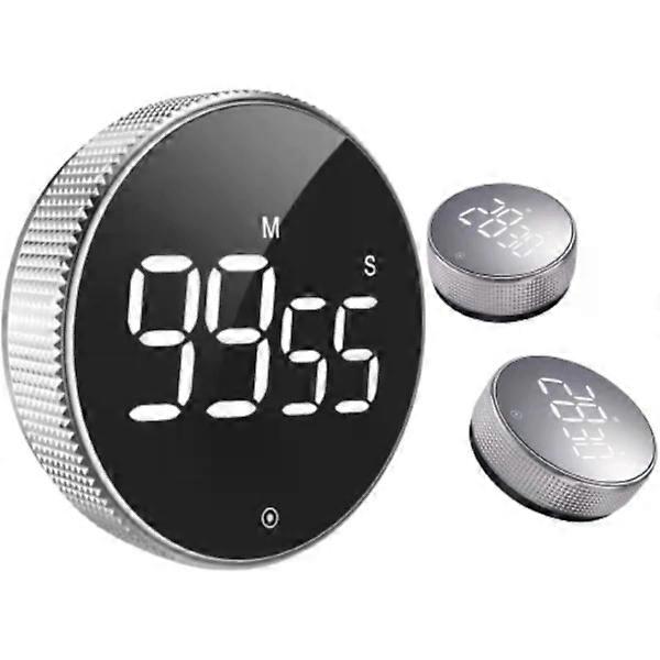 Magnetic Digital Kitchen Timer - Large Digital Kitchen Timer with LED Countdown Display (Silver) YC