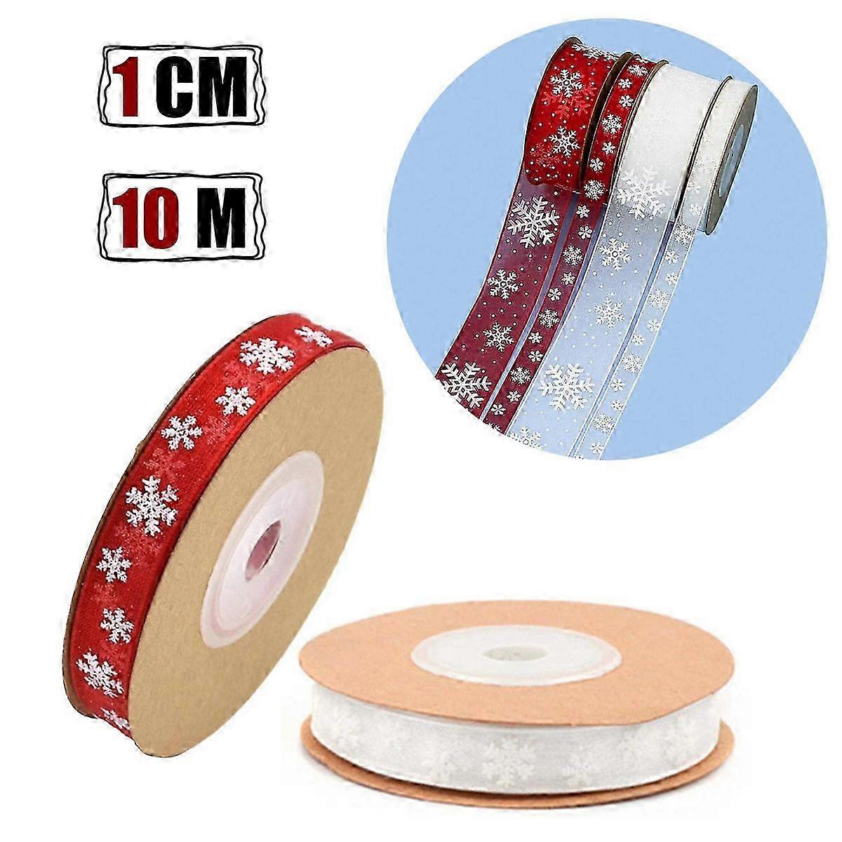 Transparent Snowflake Ribbon 10 Meter Christmas Tree Decorations - 2 Pack