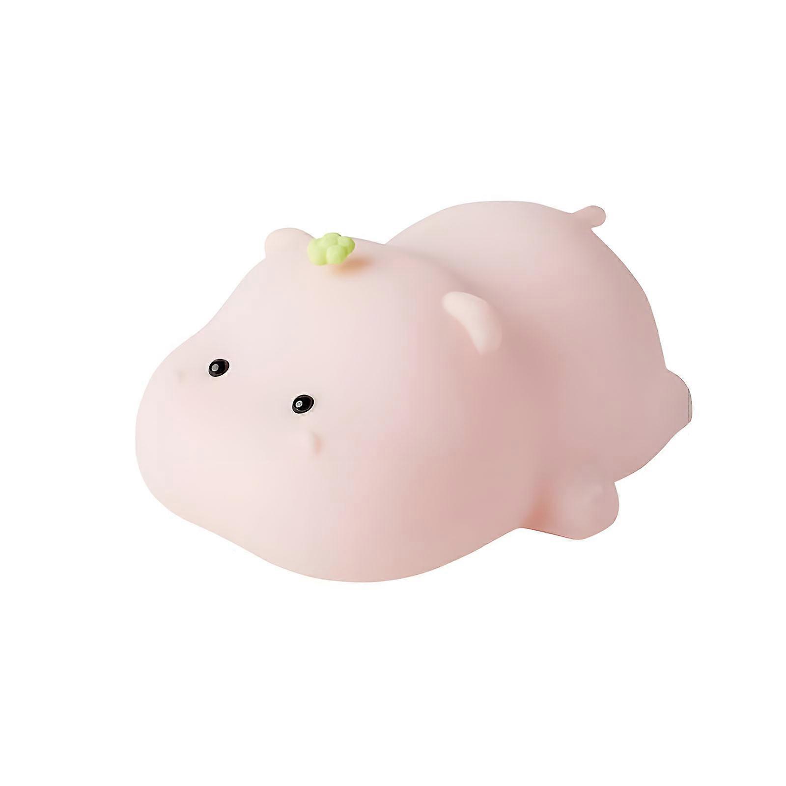 Lovely Riverhorse Shape Rechargeable Bedlight 3 Stage Soft Touch Transducer Clock Function Gentle Elastomer Plan Multicolor