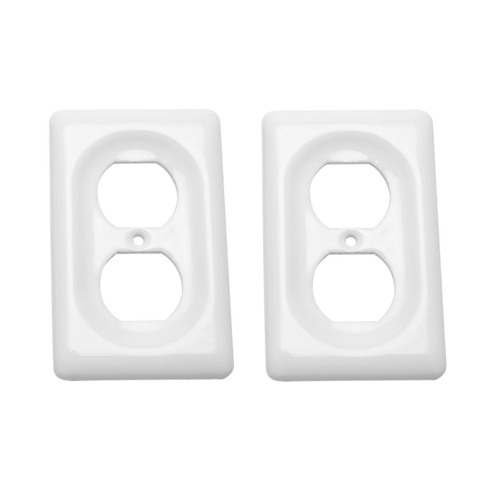 2Pack Ceramic Switch Plates Outlet Covers Switch Plate Cover White (Single Duplex)