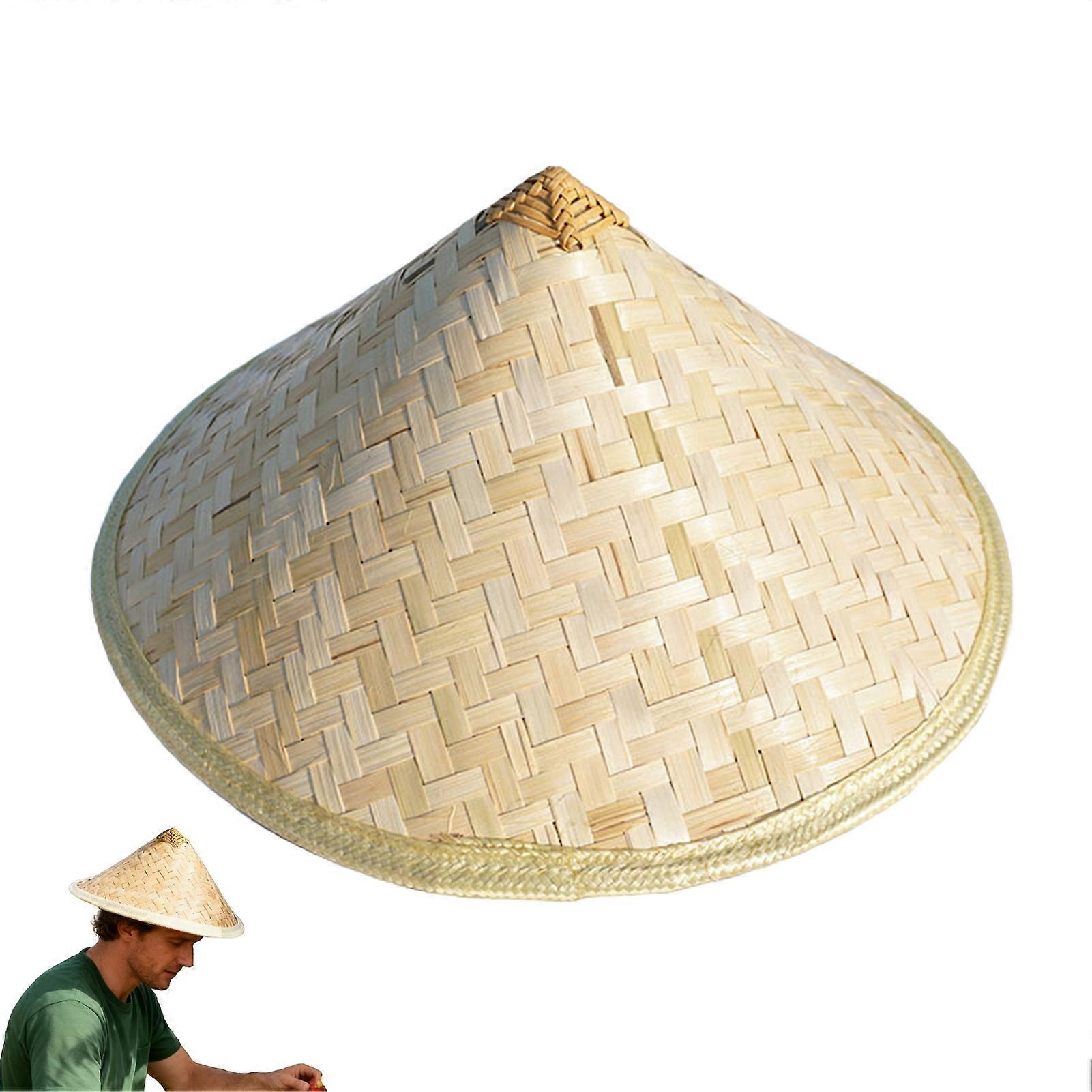 Bamboo Rattan Hats Chinese Retro Style Handmade Weave Straw Rain Hat