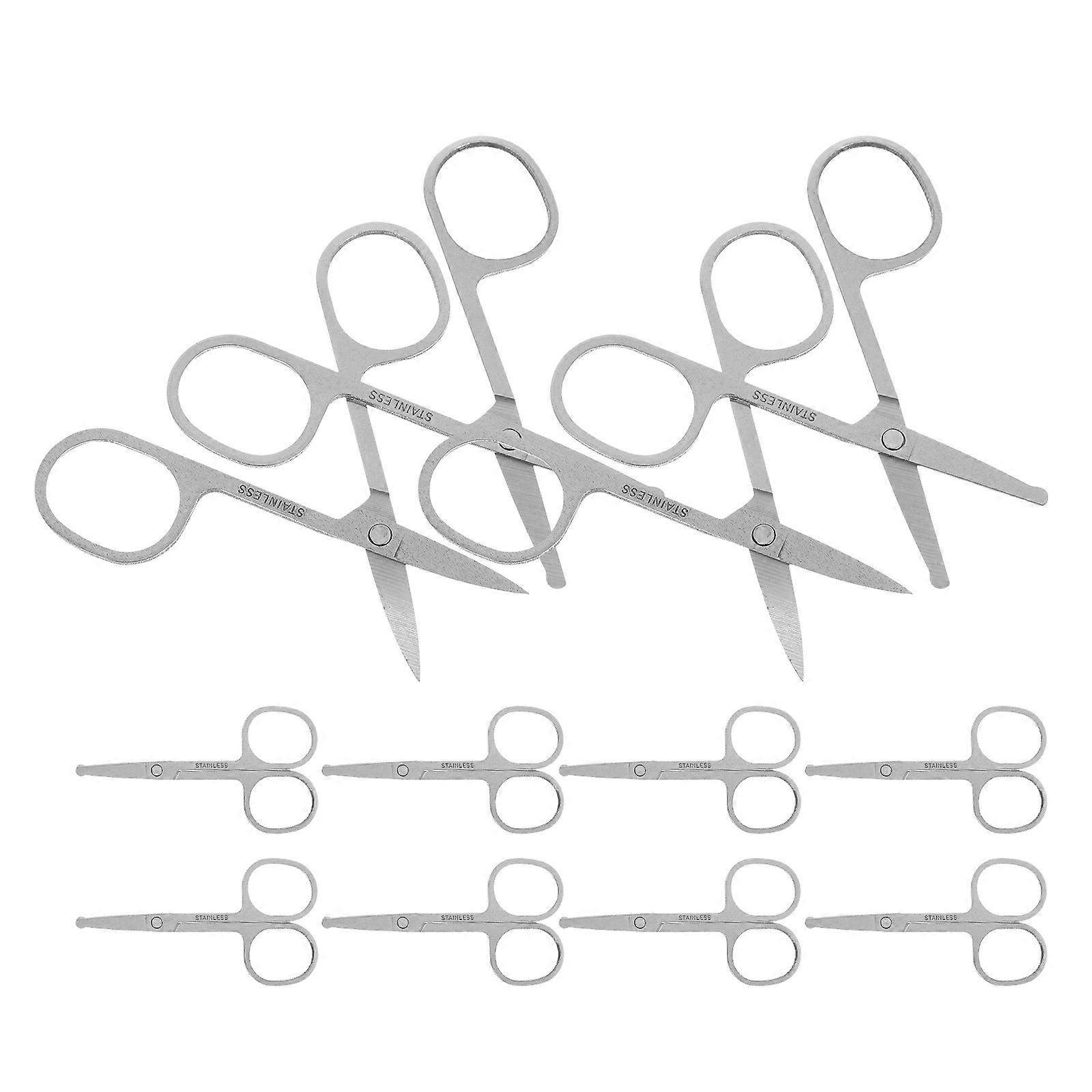 Beard Trimming Laboratory Scissors Small Scissors 12Pcs Silver Stainless Steel