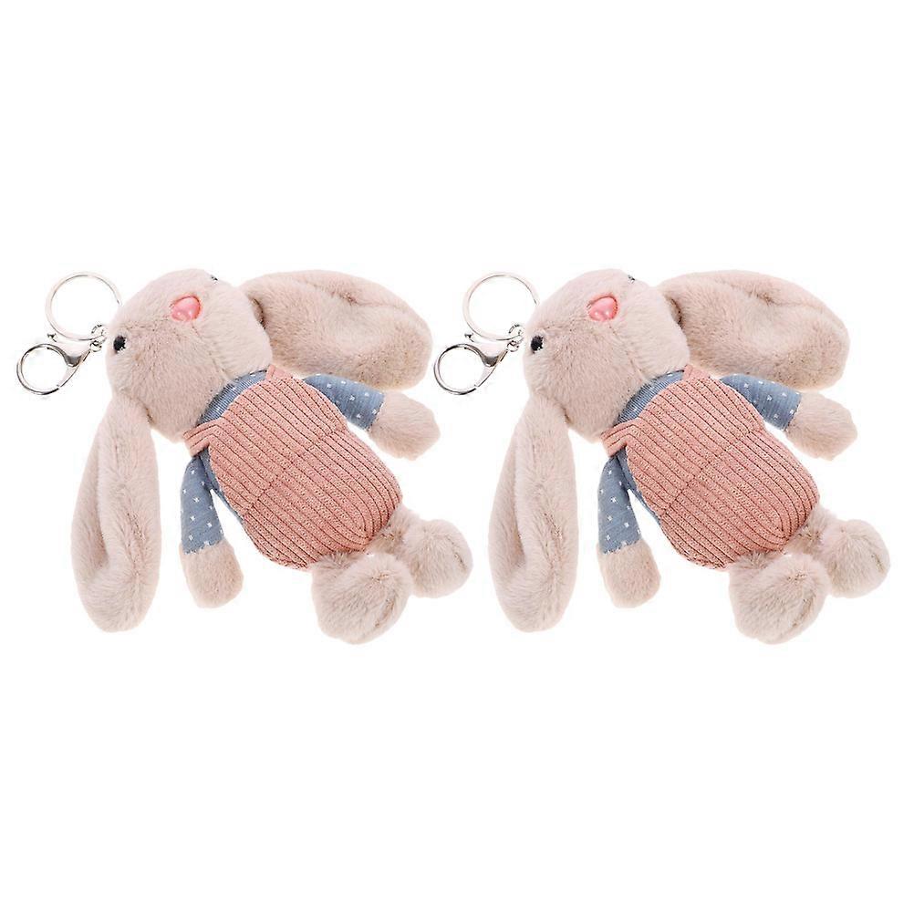 Keychain Rabbit Shape Plush Bag Hanging Decoration Pp Cotton Material 2Pcs