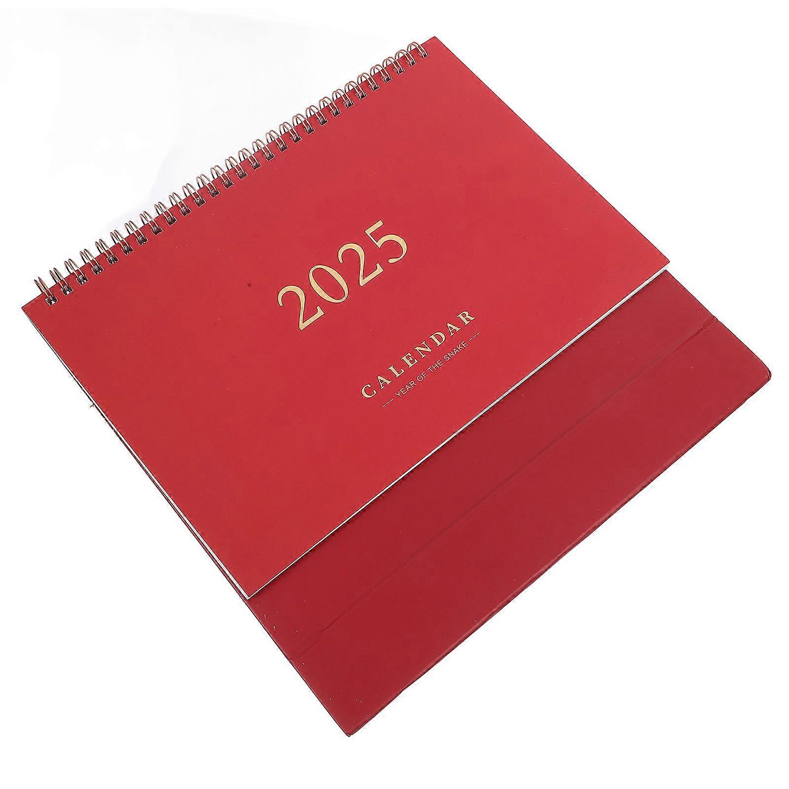 Dark Red Desk Calendar for Home Use Spiral Binding Calendar