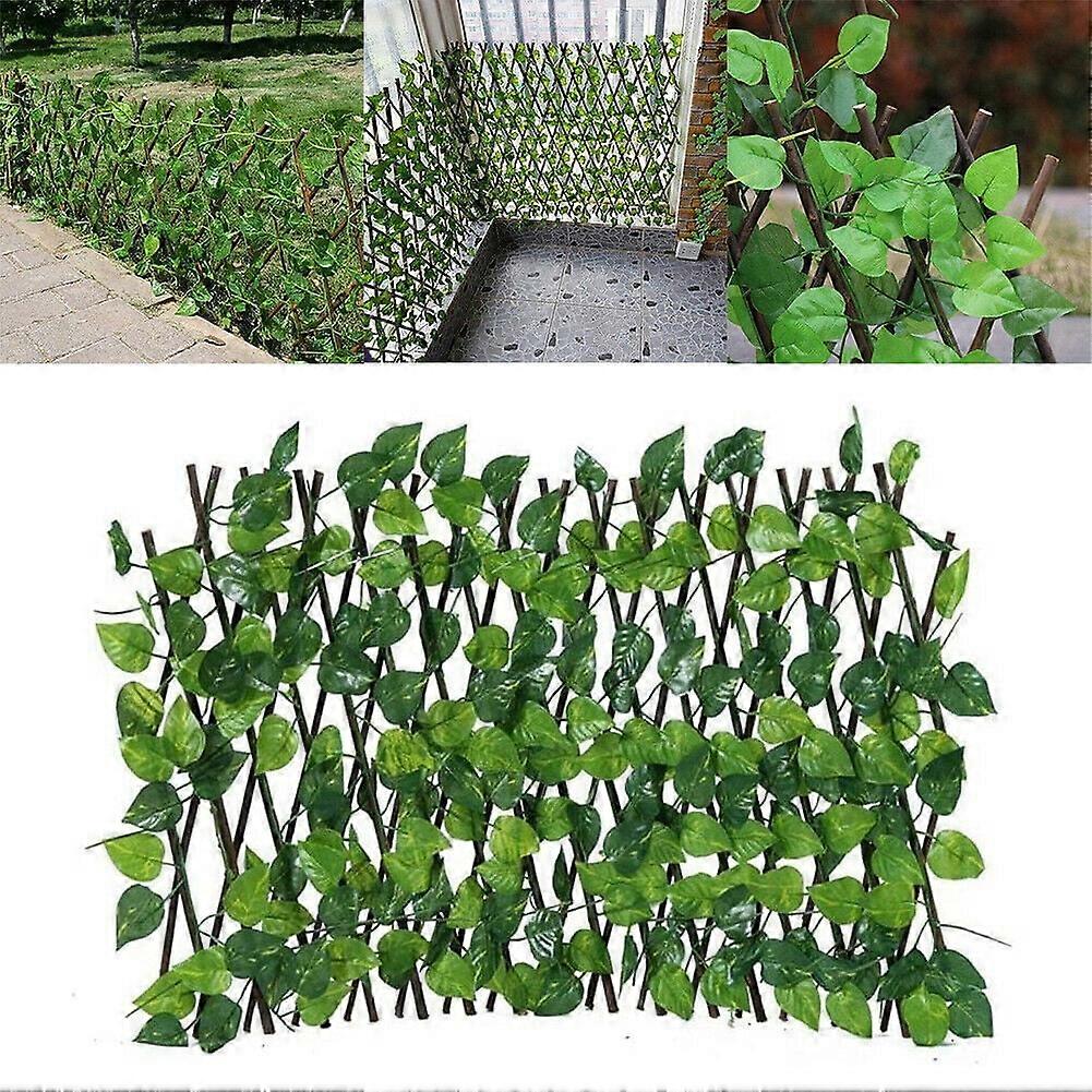 Zriyin Expanding Trellis Garden Screening Fence Privacy Screen Artificial Ivy Leaves