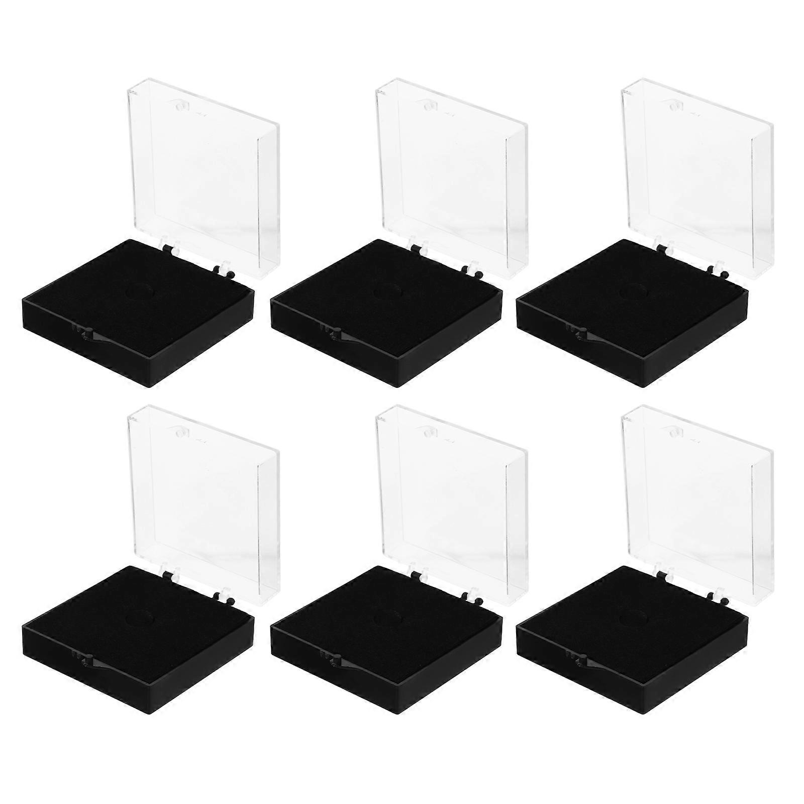 Square Badge Box for Medal Display 6Pcs with Lapel Pin Storage and Protection